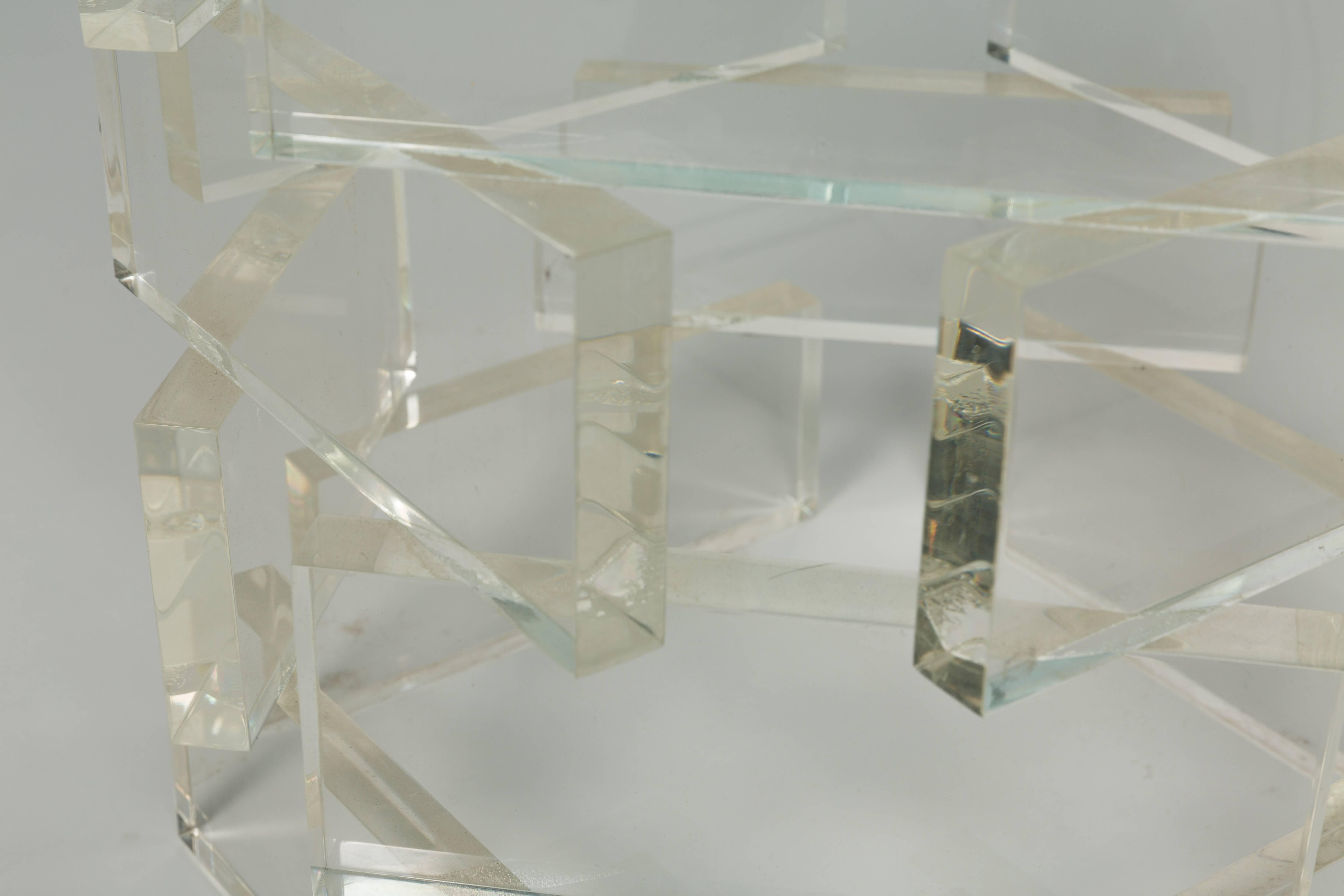 1980s Lucite Brick Side Table For Sale 1