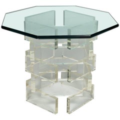 Table d'appoint en briques de Lucite des années 1980