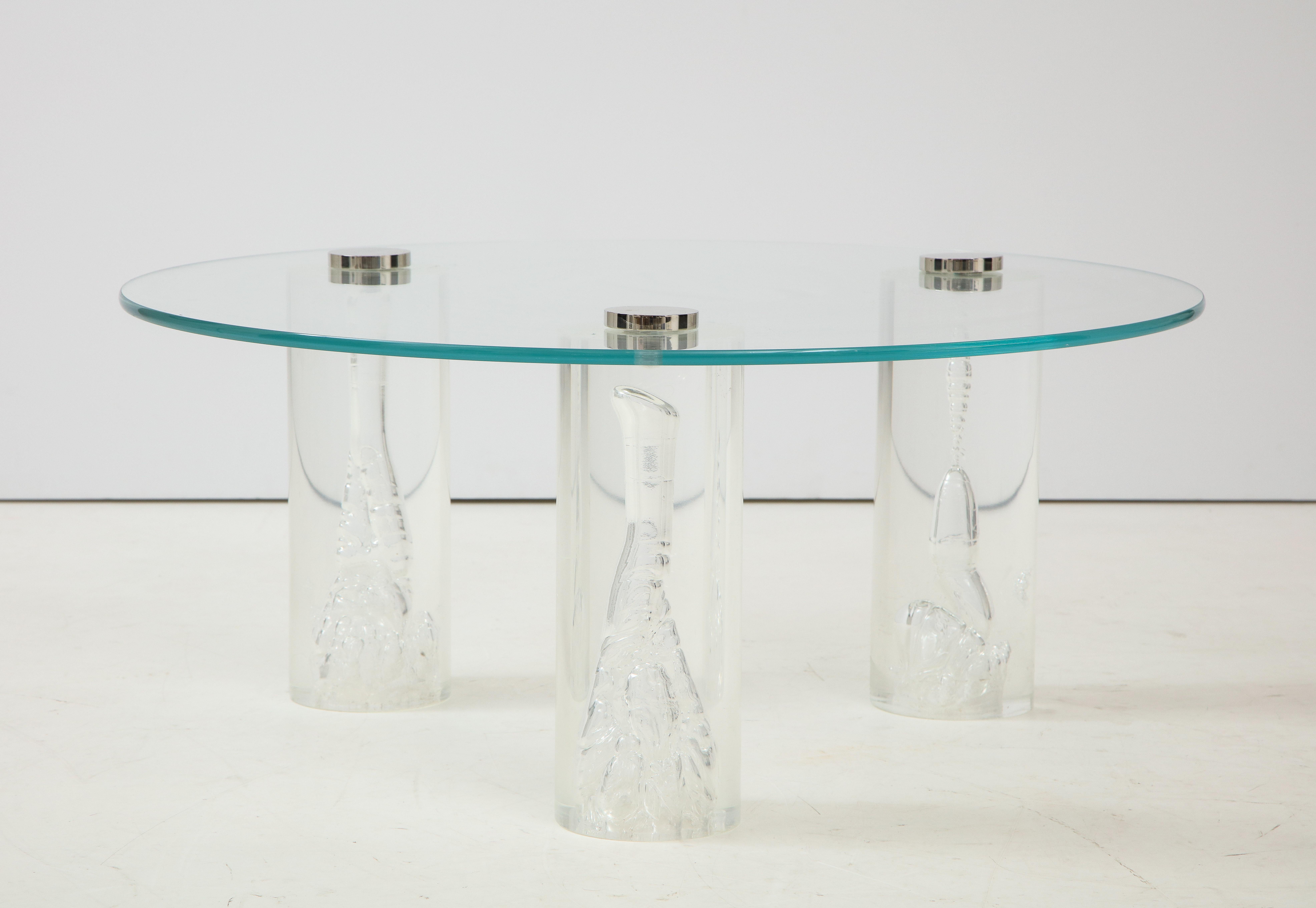French 1980's Lucite Coffee Table with Internal Bubbles For Sale