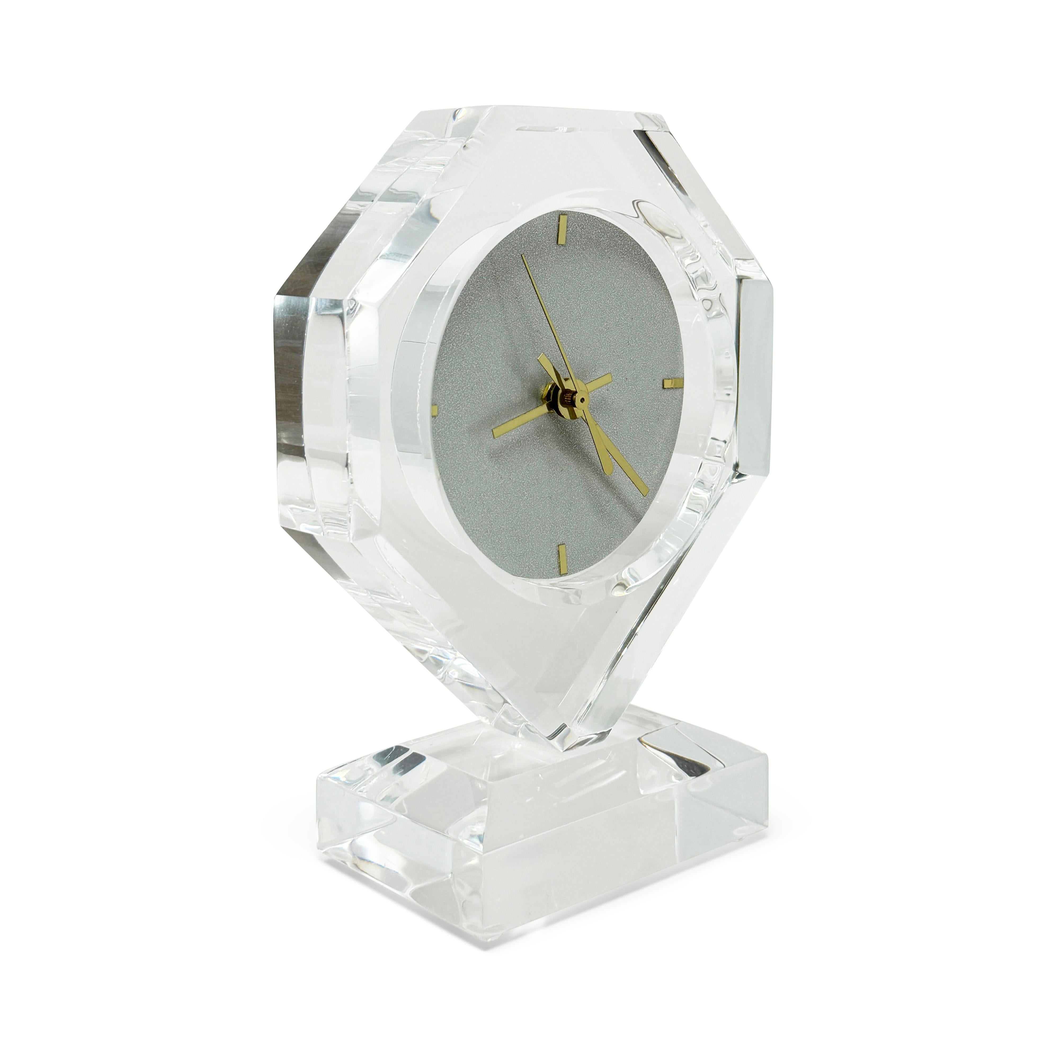 Post-Modern 1980s Lucite Mantel Clock For Sale