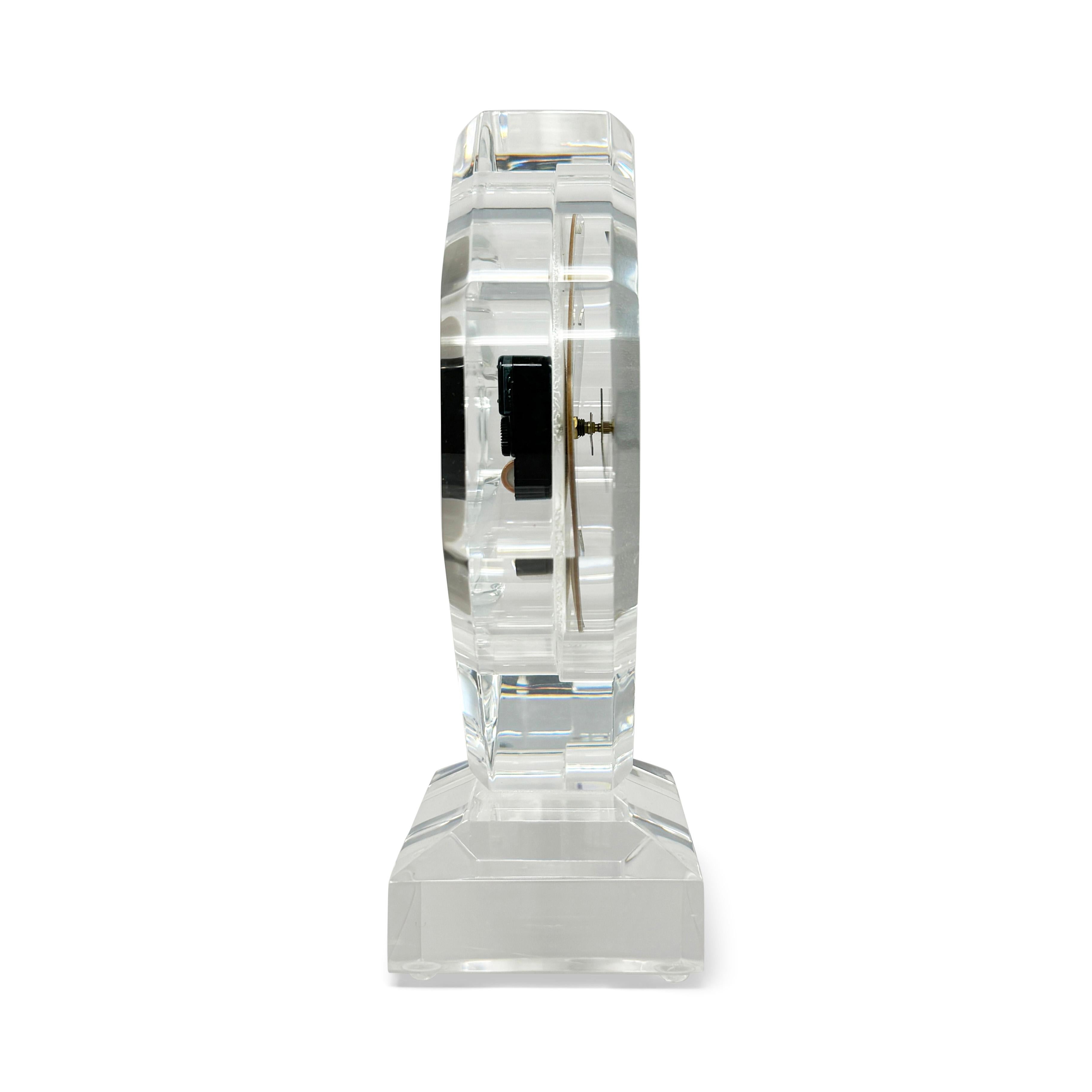1980s Lucite Mantel Clock For Sale 1