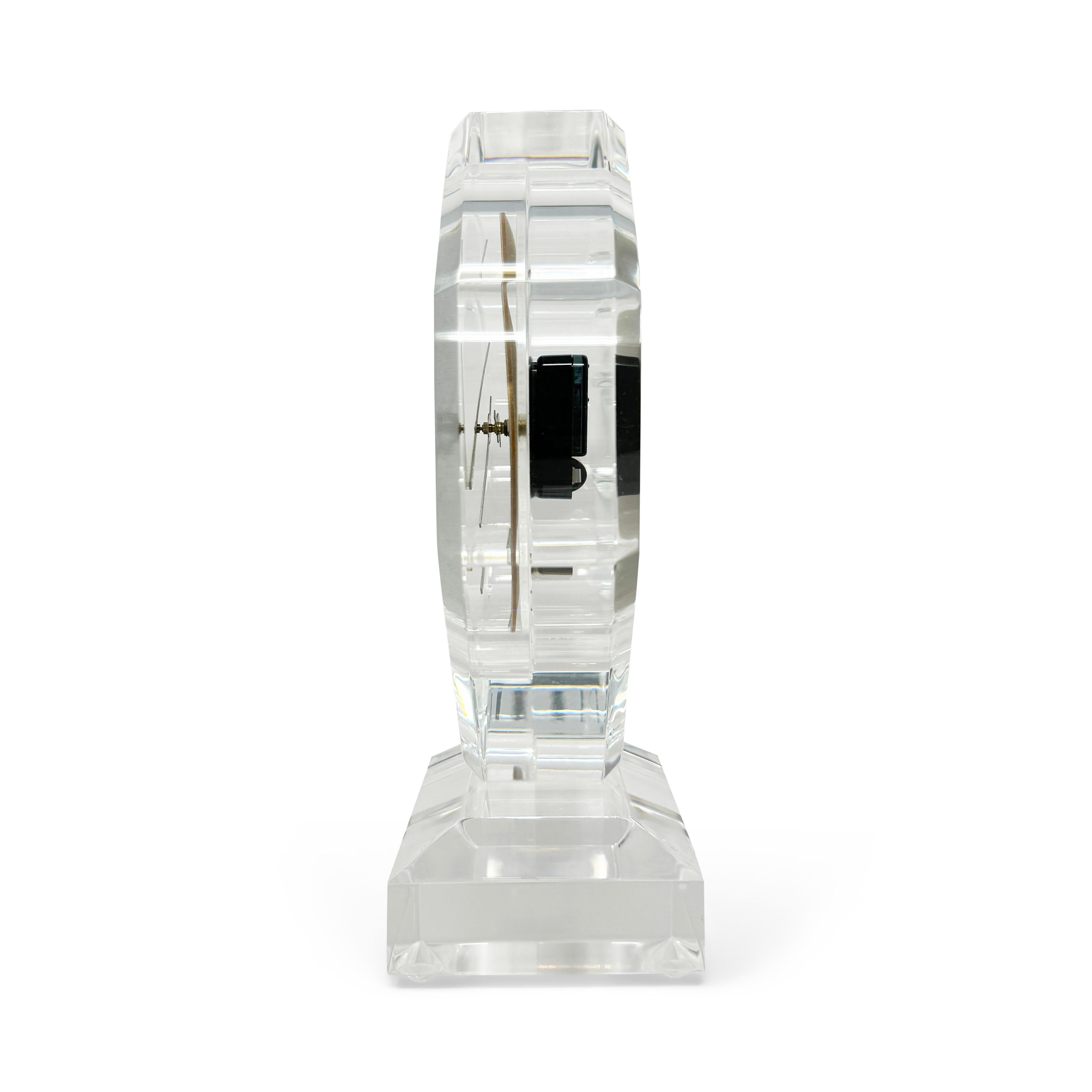 1980s Lucite Mantel Clock For Sale 2