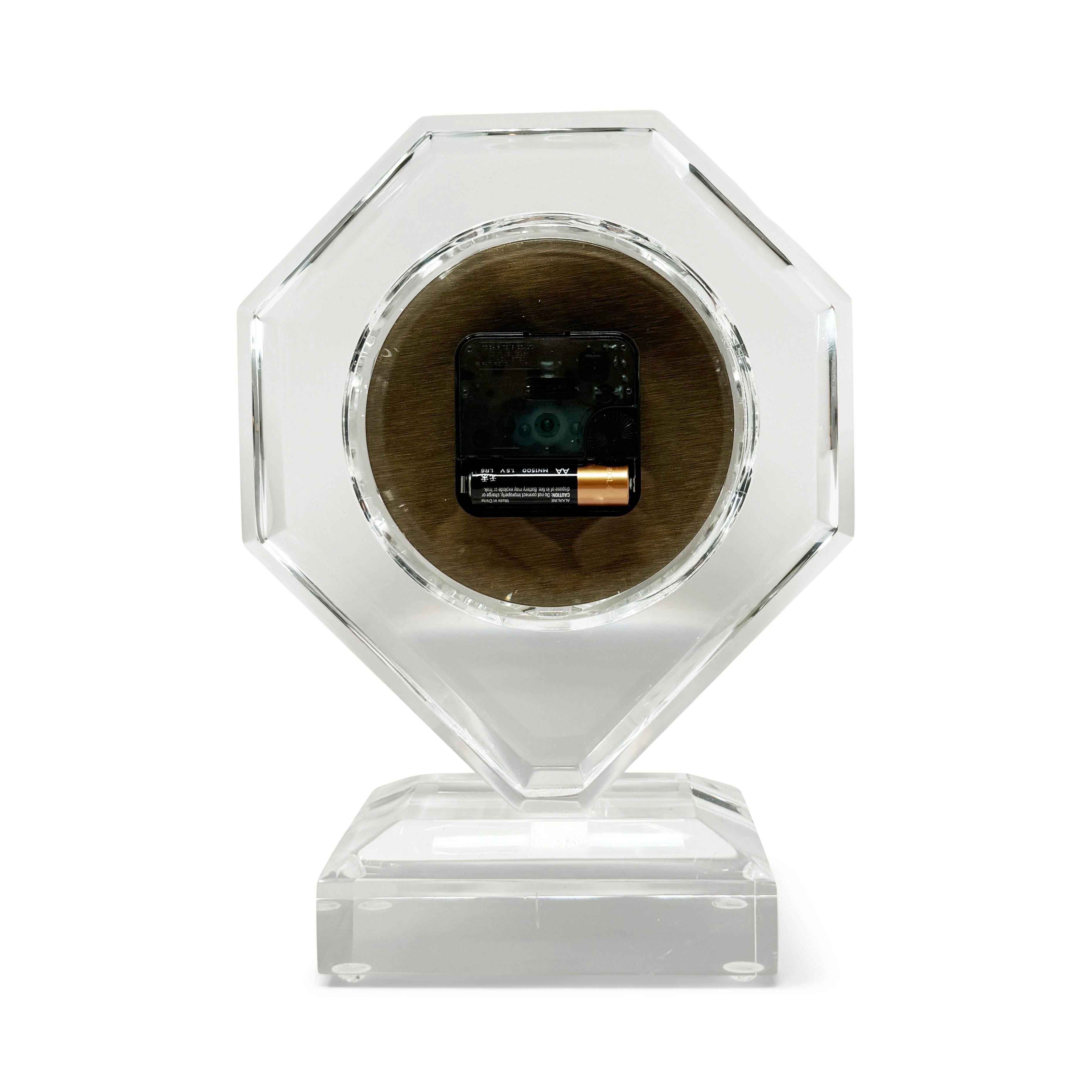 1980s Lucite Mantel Clock For Sale 3