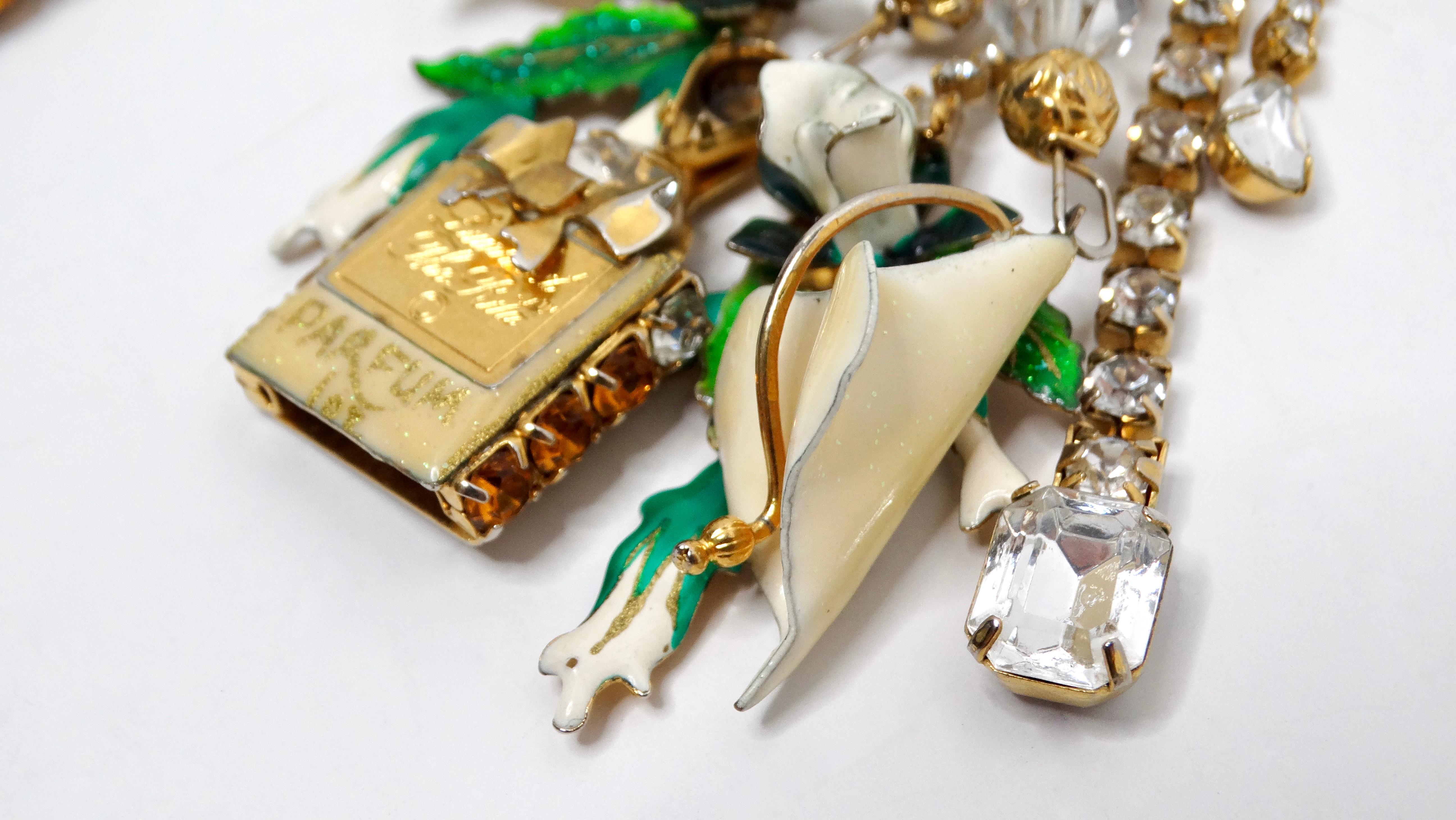 Women's 1980s Lunch At The Ritz Maximalist Charm Dangle Earrings For Sale