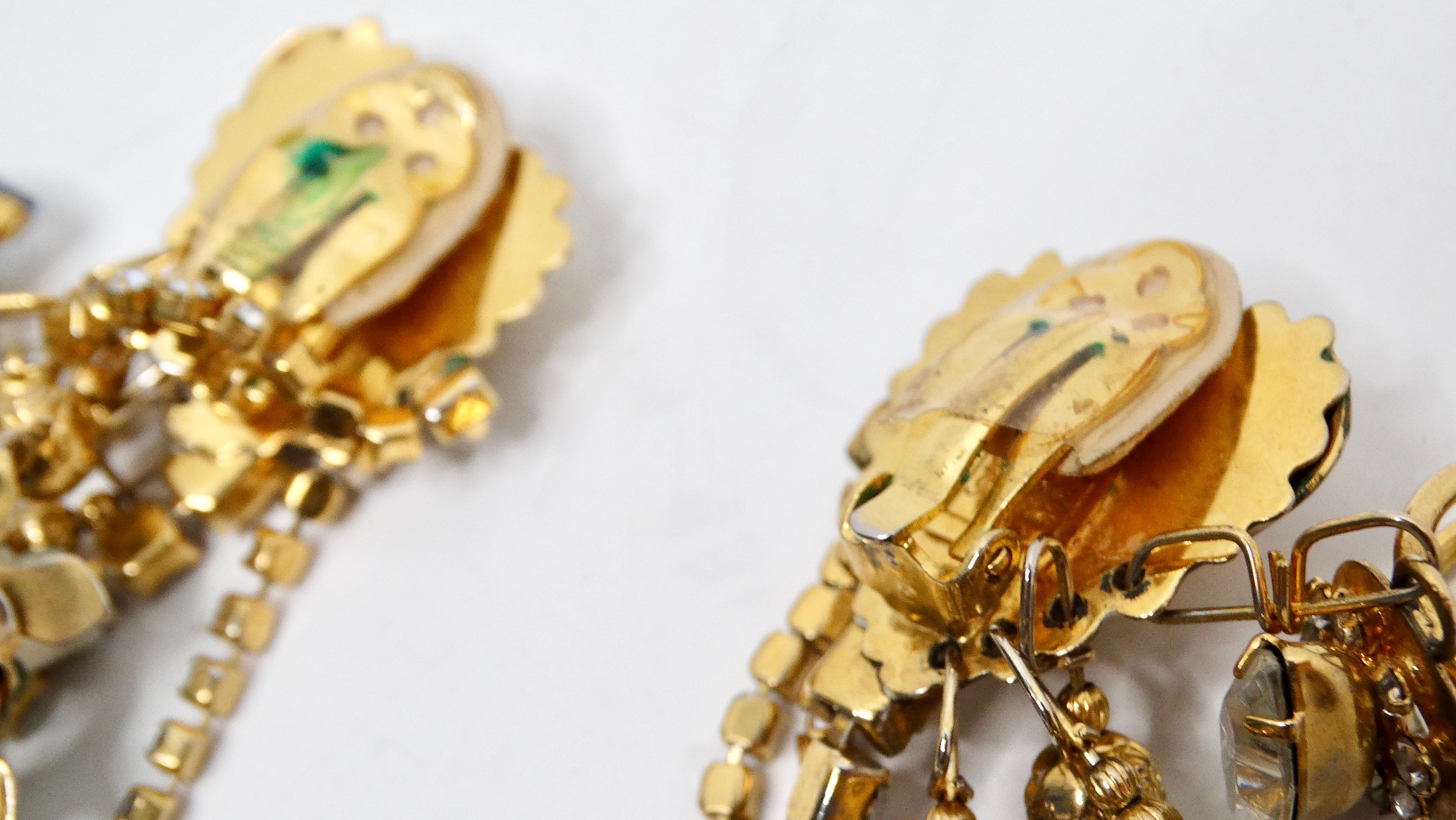 1980s Lunch At The Ritz Maximalist Charm Dangle Earrings For Sale 2