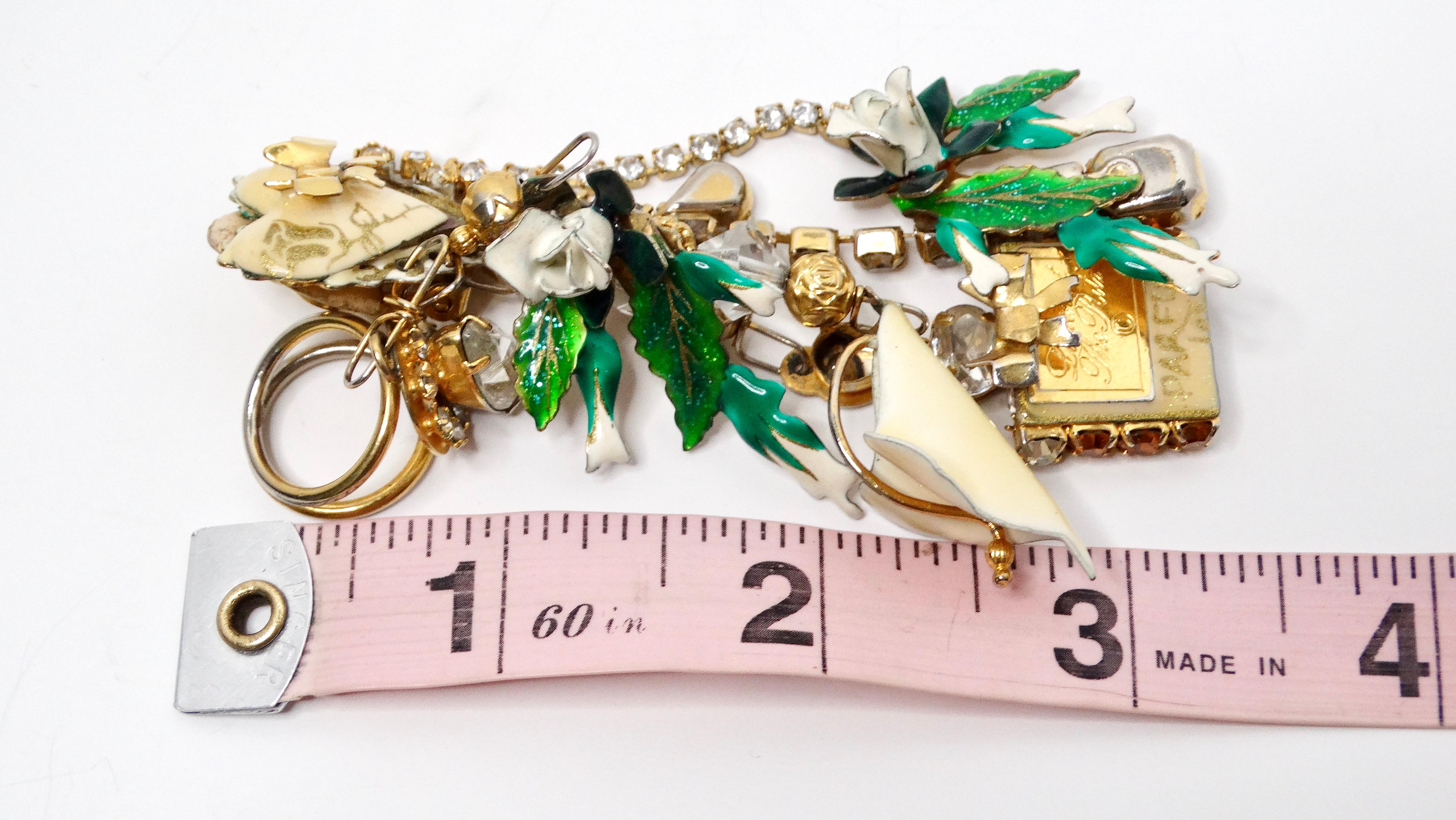 1980s Lunch At The Ritz Maximalist Charm Dangle Earrings For Sale 3
