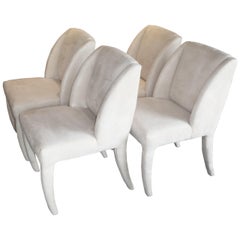 1980s Luxe Modern Ultrasuede Dining Chairs by Directional