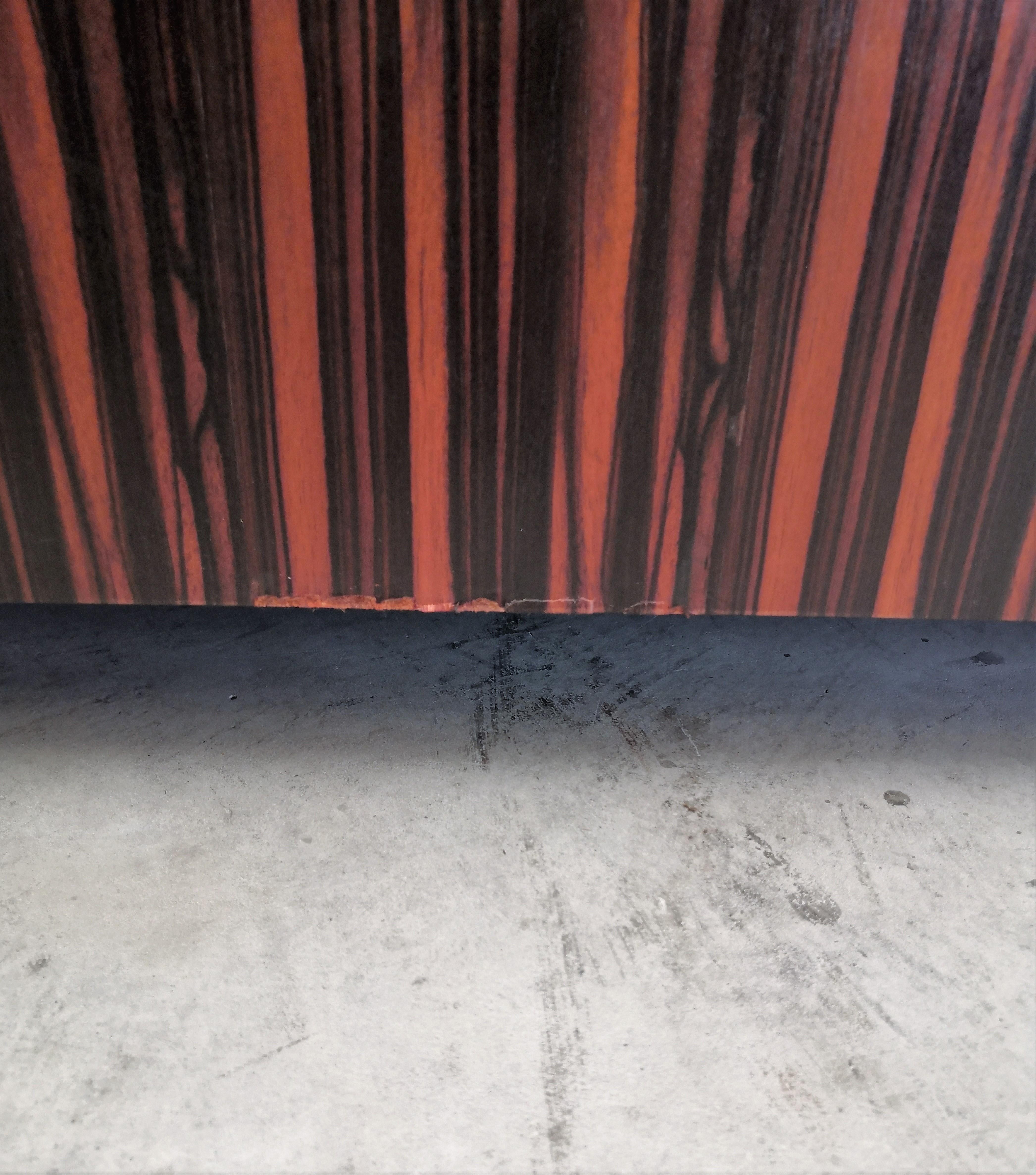 1980s Macassar Ebony and Brass Art Deco 3 Seat Sofa For Sale 3