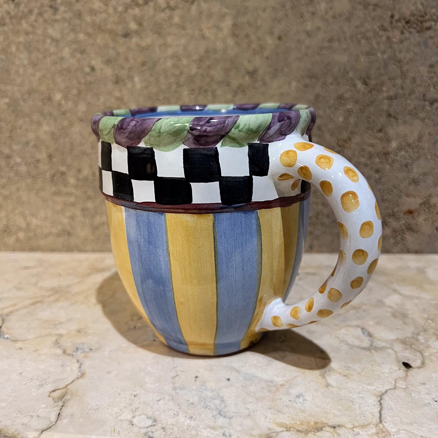 Modern 1980s Mackenzie Childs Piccadilly Coffee Mug Art Pottery For Sale