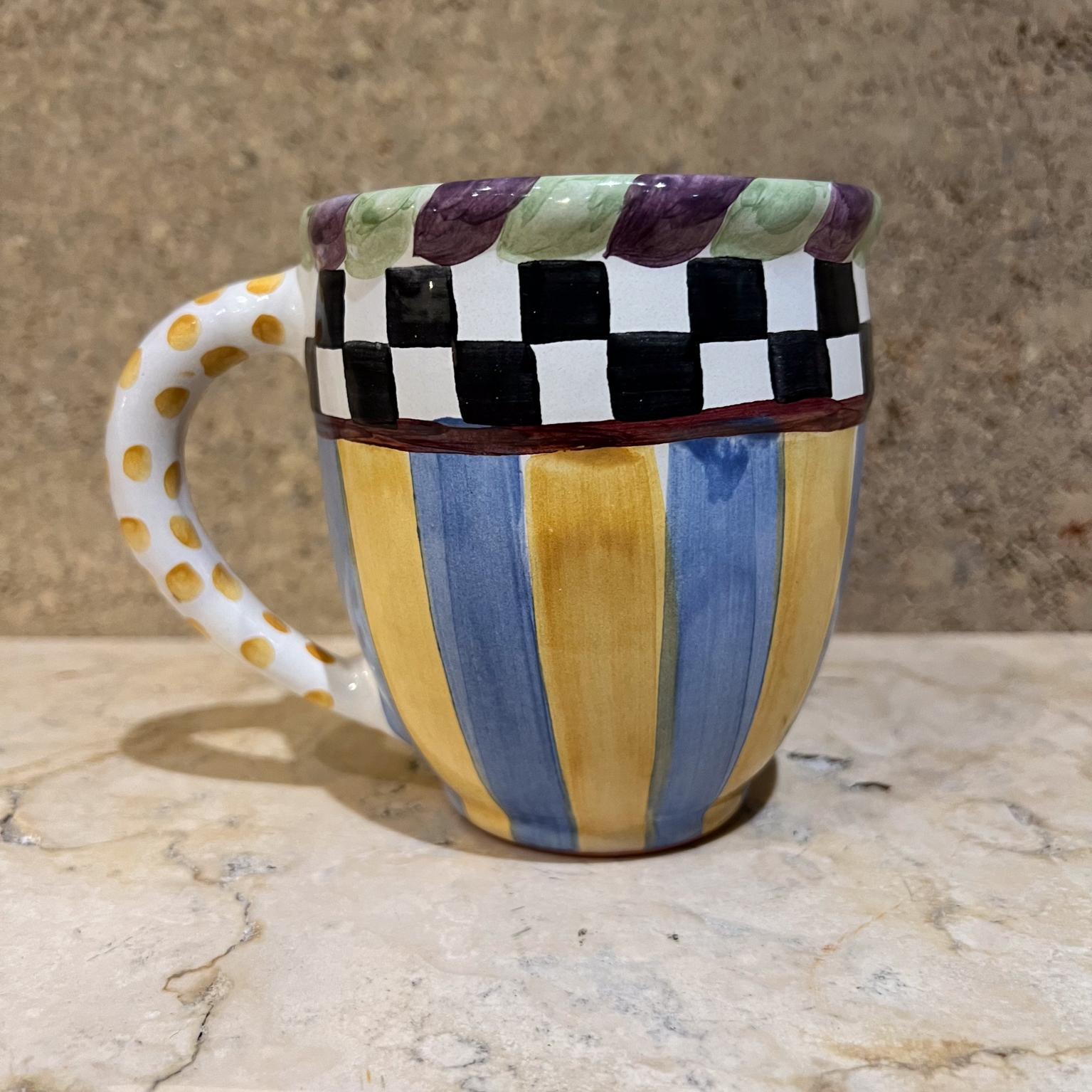 1980s Mackenzie Childs Piccadilly Coffee Mug Art Pottery 1