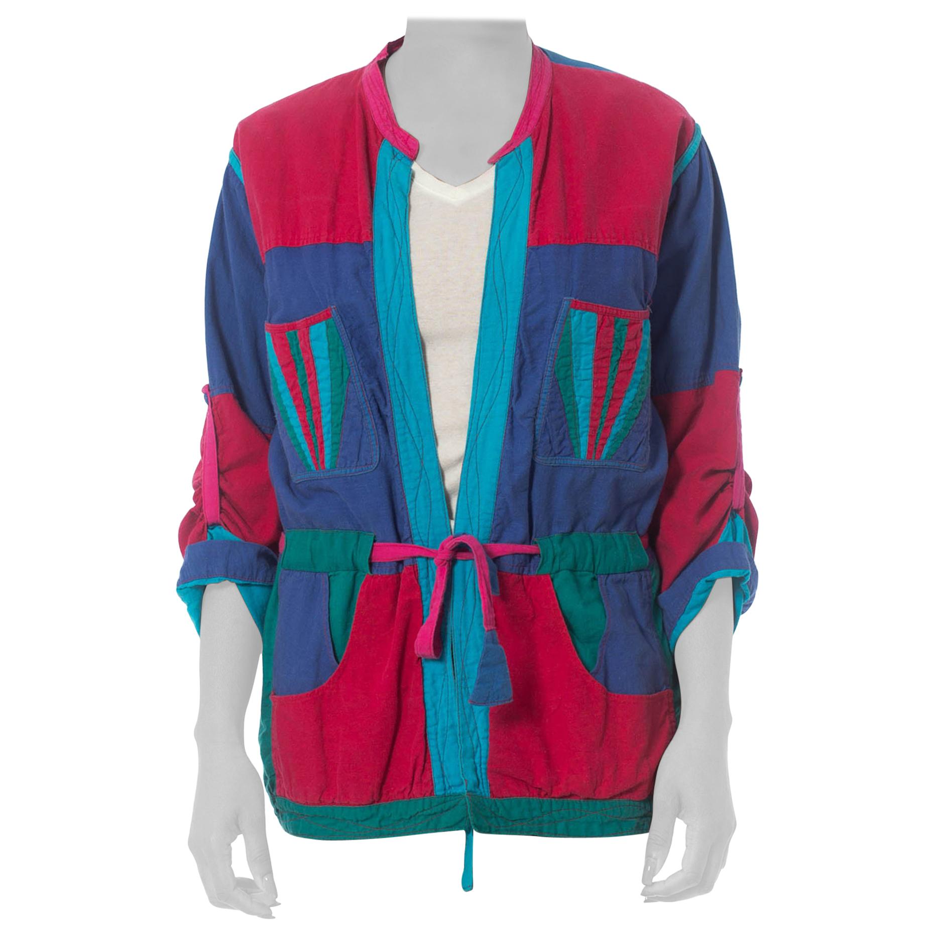 1980S Magenta & Purple Cotton Colorblocked Reversible "Xanadu" Jacket (Folds In