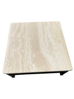 1980s Maison Jansen Coffee Table in Brass Metal Base With Travertine Marble Top
