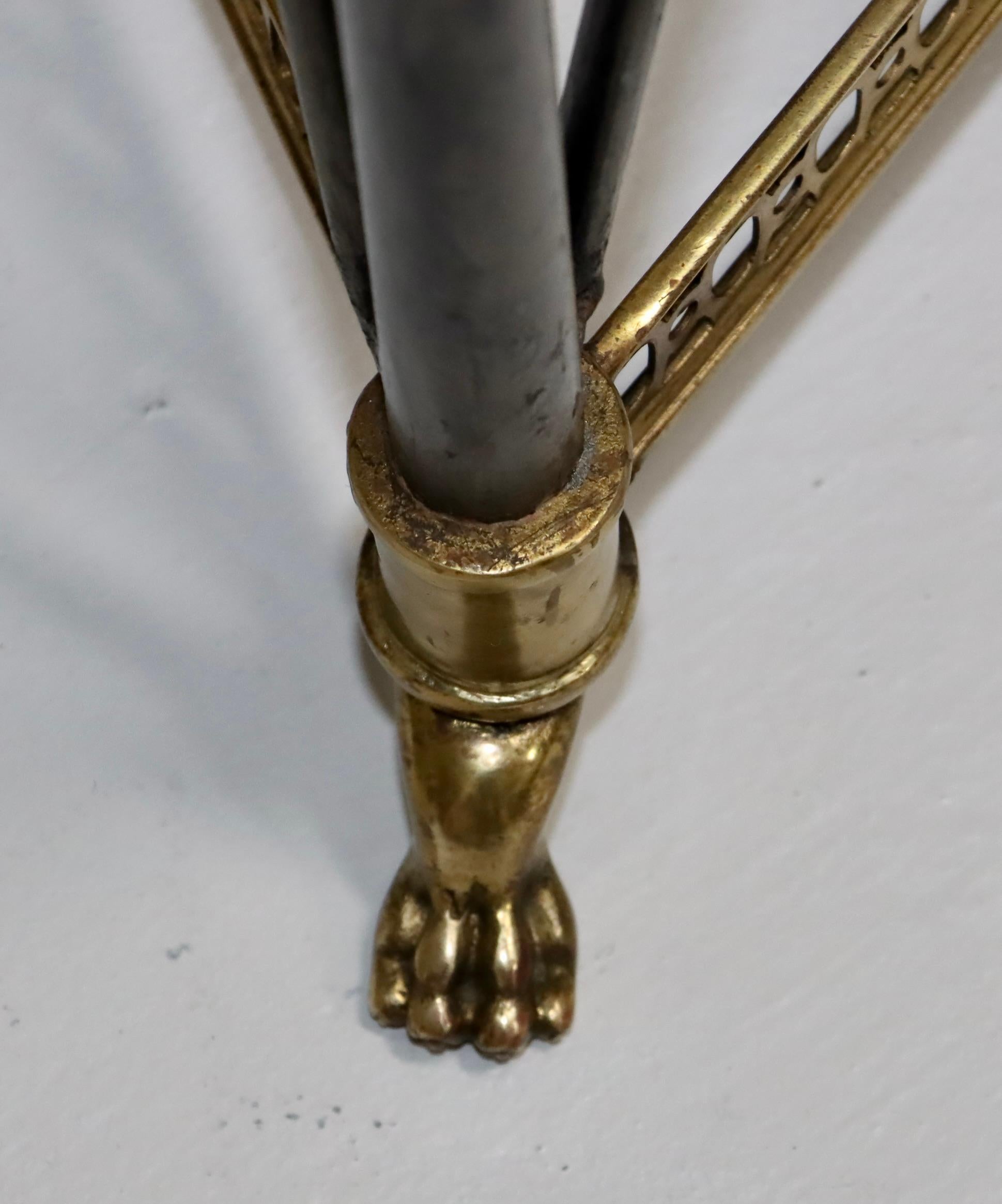 1980's Maison Jansen Style Brass And Steel Lion Head Pedestal For Sale 6