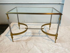 1980s Maison Jansen Style  Italian Brass / Steel Side Table / Small Coffee Table