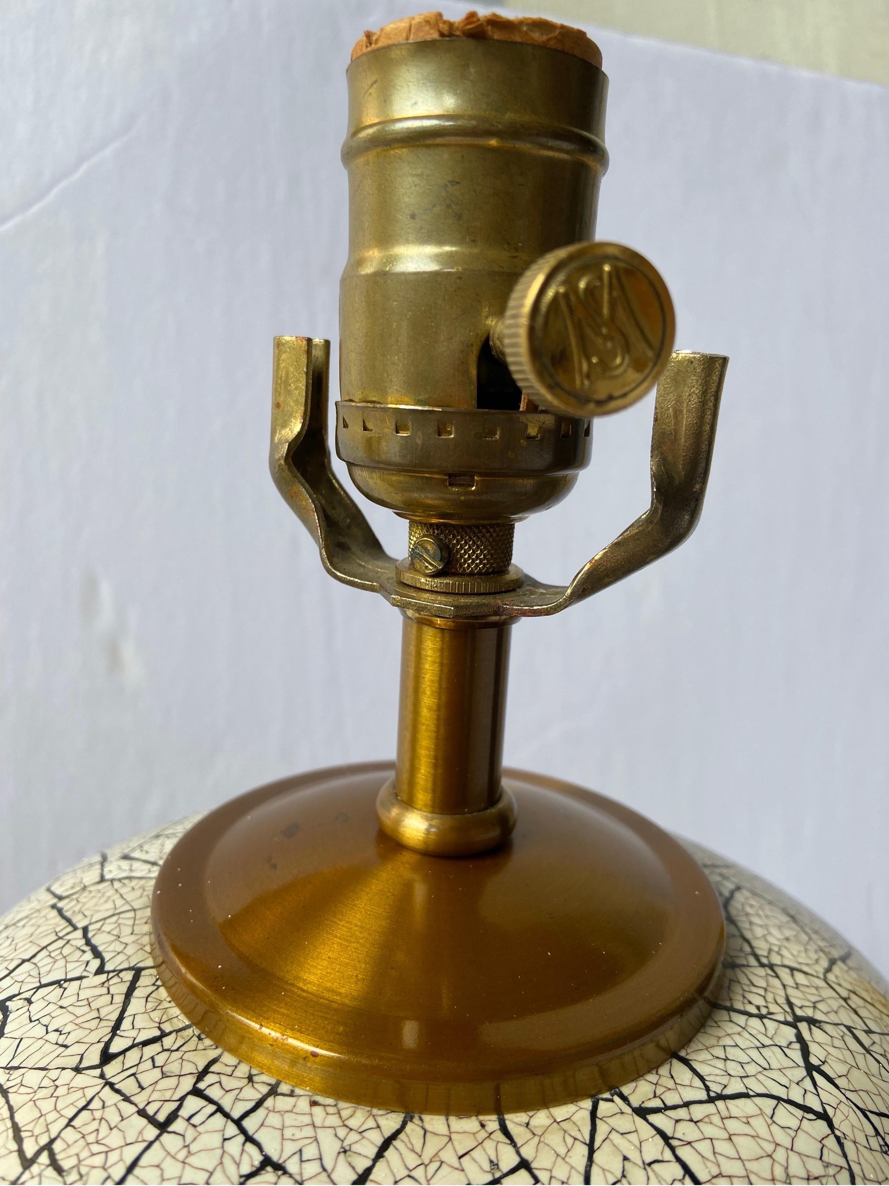 Philippine 1980s Maitland Smith Eggshell Craquelure Table Lamp in the Style of Jean Dunand