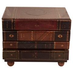 1980s Maitland-Smith Leather And Oak Wood Book Form Side  / Lamp Table