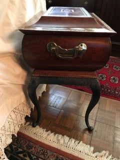 1980s Maitland Smith Leather Box on Metal Stand