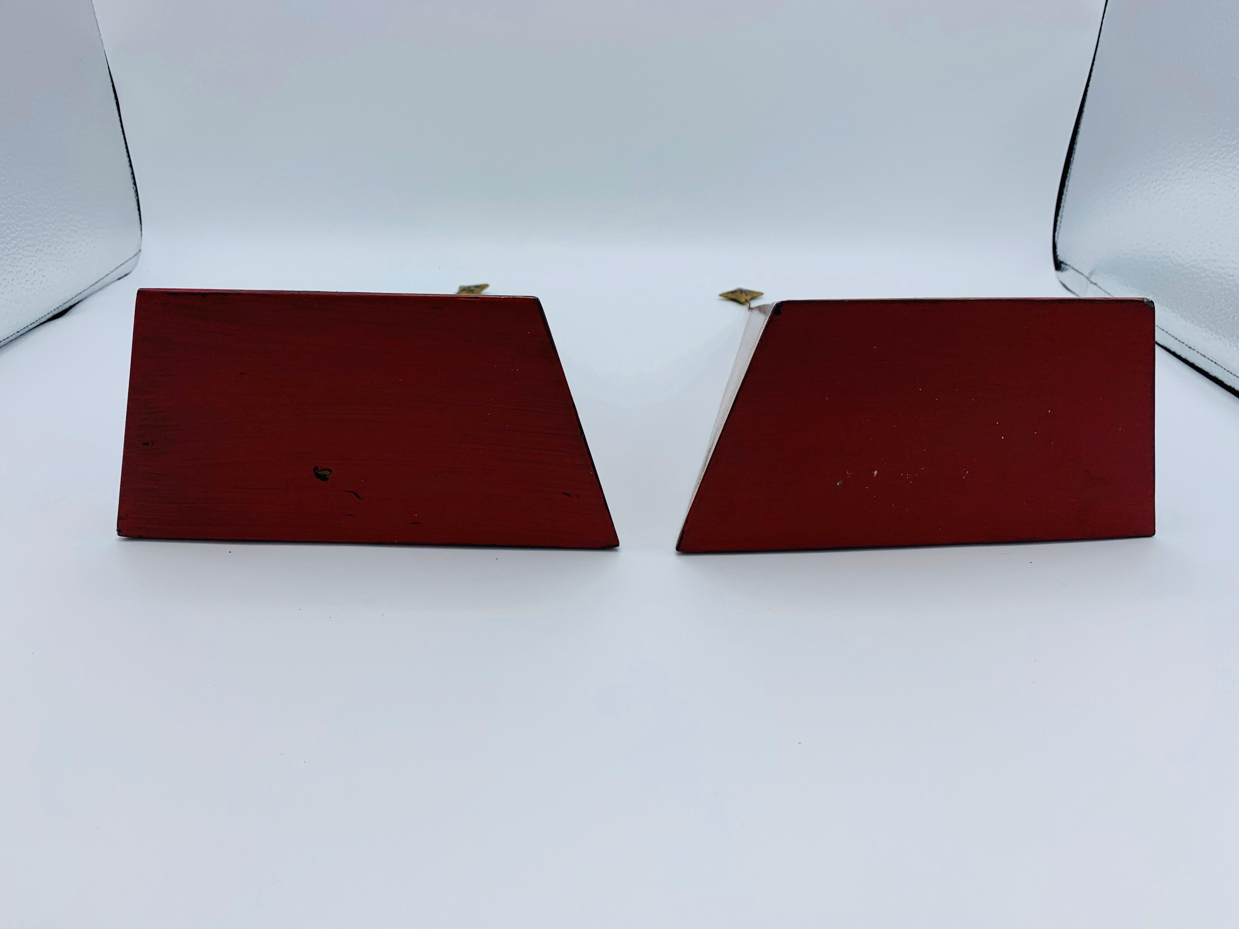 1980s Maitland Smith Red Tole Wall Hanging Shelves, Pair 3