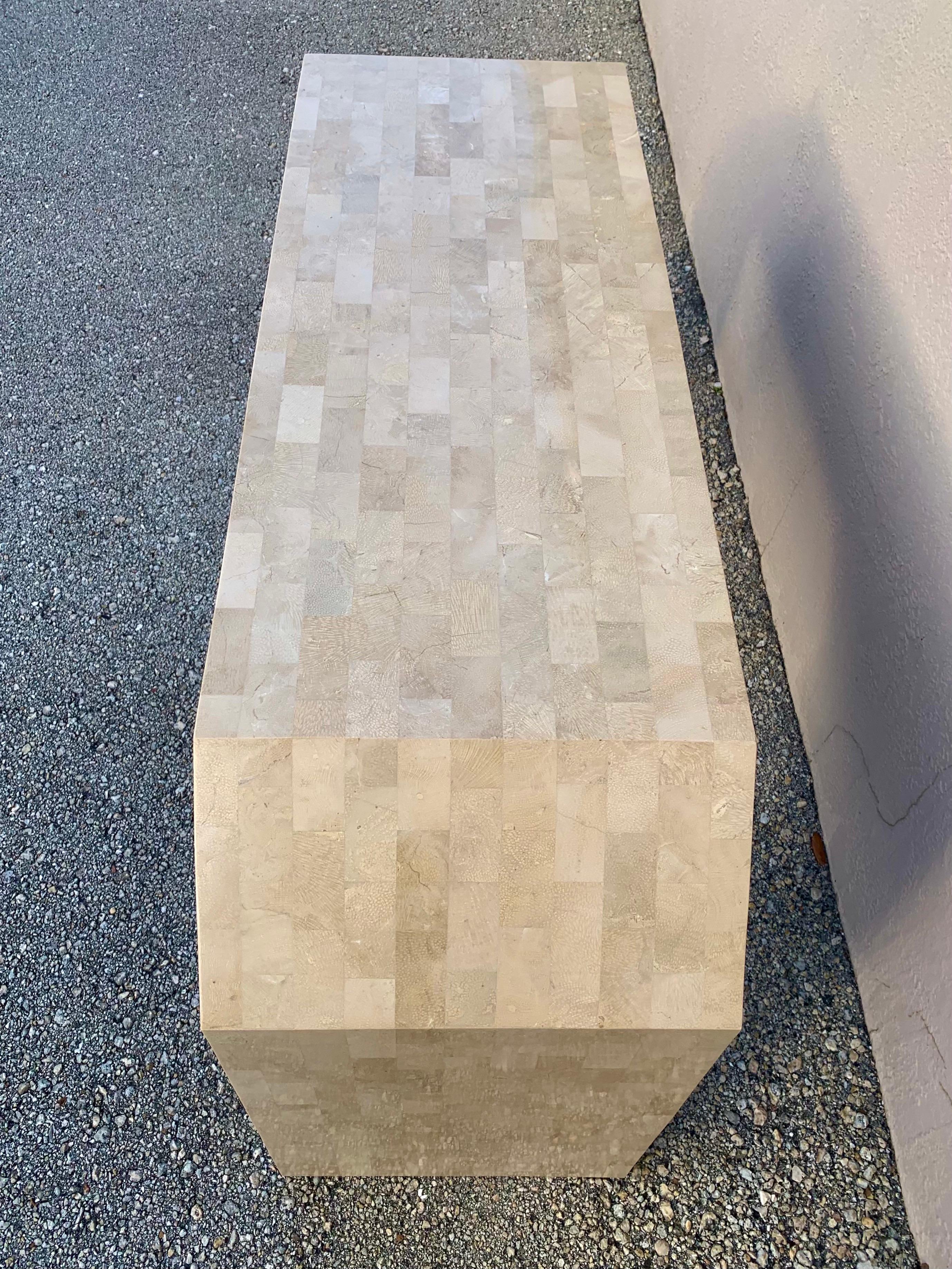 1980s Maitland Smith Tessellated Marble Postmodern Console Table For Sale 1
