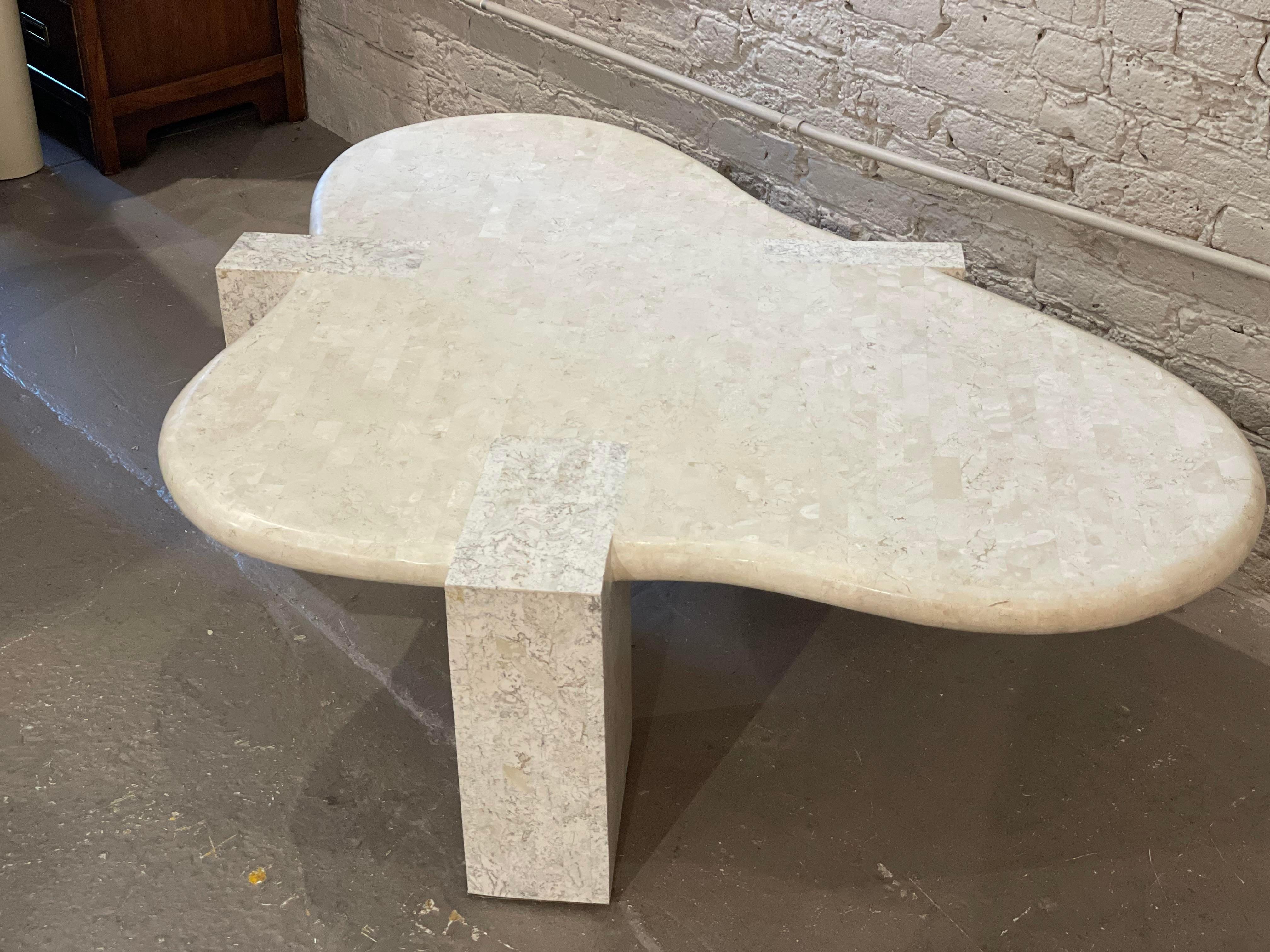 Oh how I love this table. The rounded edges and two toned stone will add so much character in your space. These tables are tough to find and even tougher to find in such excellent condition. Love.
