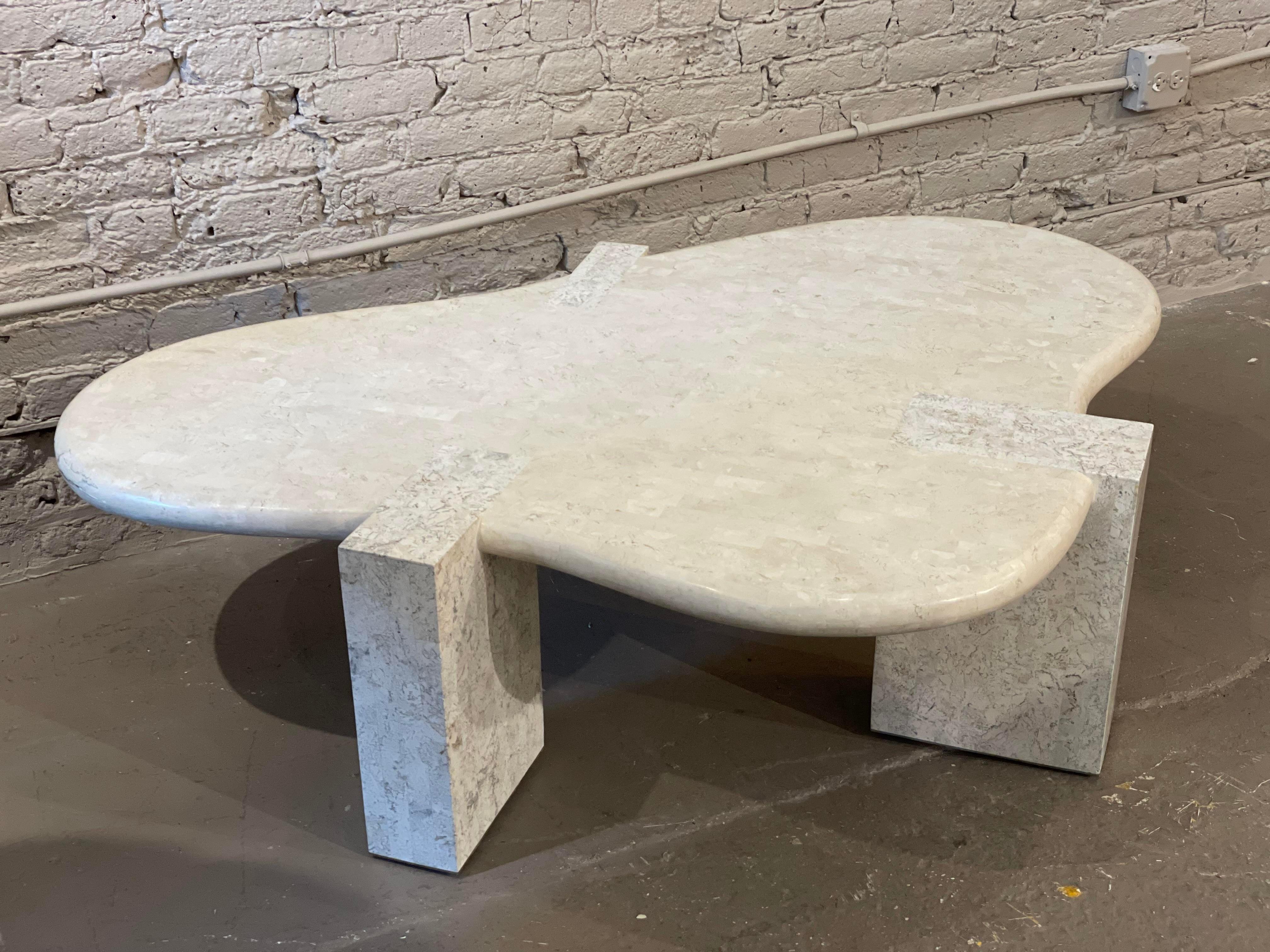 Post-Modern 1980s Maitland-Smith Tessellated Stone Biomorphic Coffee Table