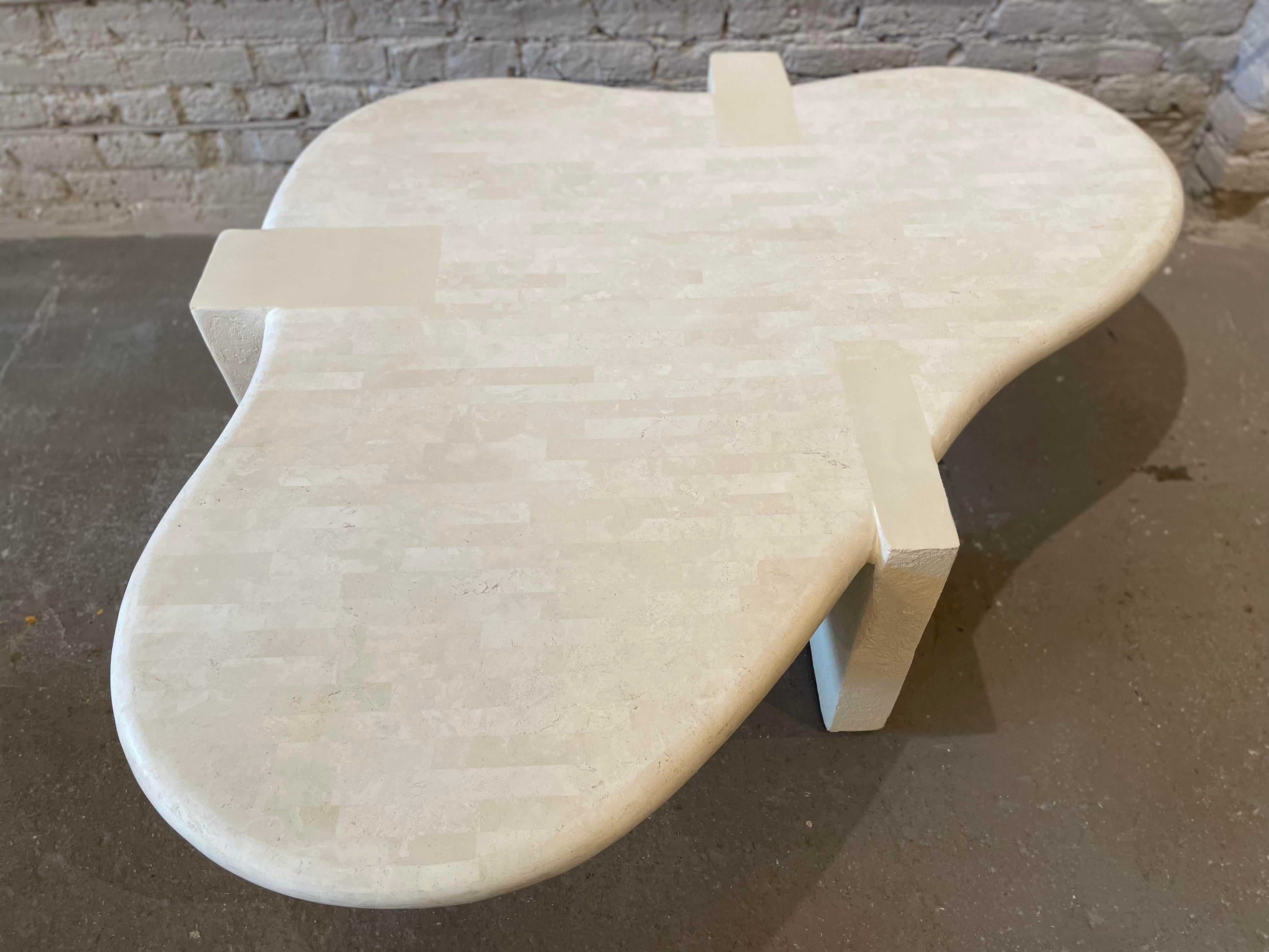 Philippine 1980s Maitland Smith Tessellated Stone Biomorphic Coffee Table