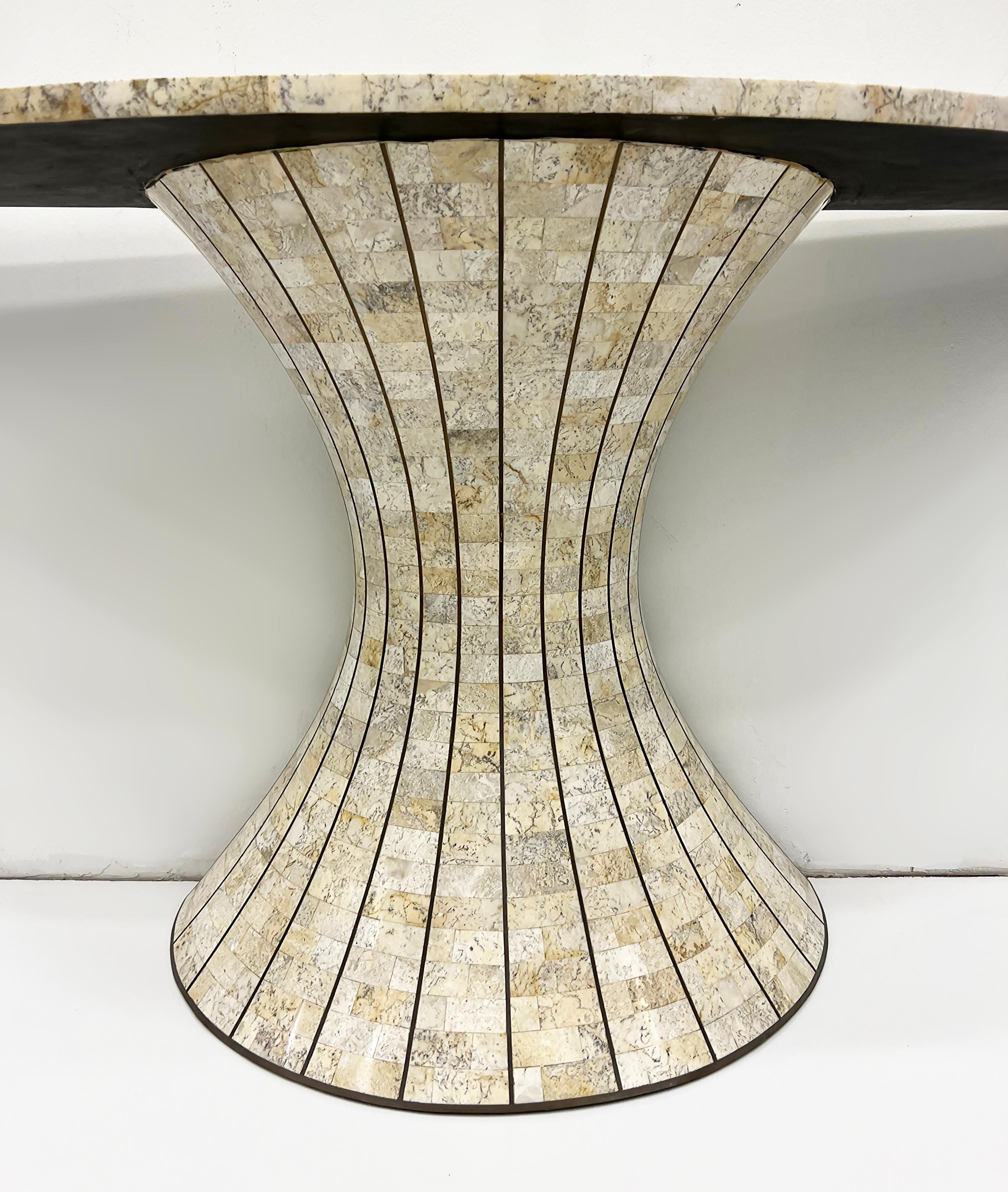 1980s Maitland-Smith Tessellated Stone Console Table with Brass Inlay 3