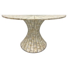 1980s Maitland-Smith Tessellated Stone Console Table with Brass Inlay