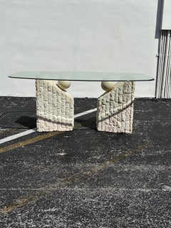 Mesa de comedor de piedra teselada Maitland Smith, años 80