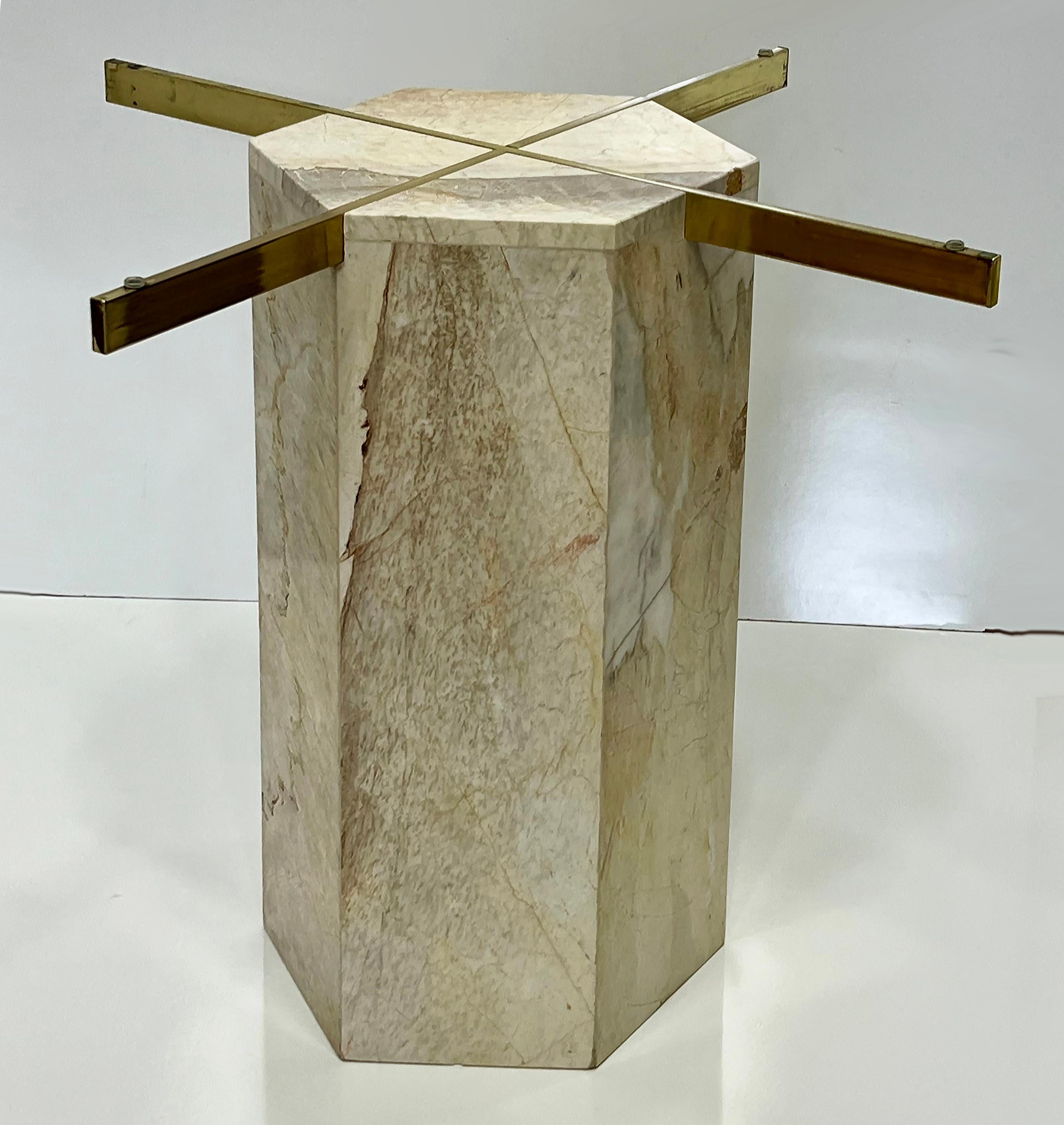 20th Century 1980s Marble and Brass Ello Game Dining Table with Glass Top