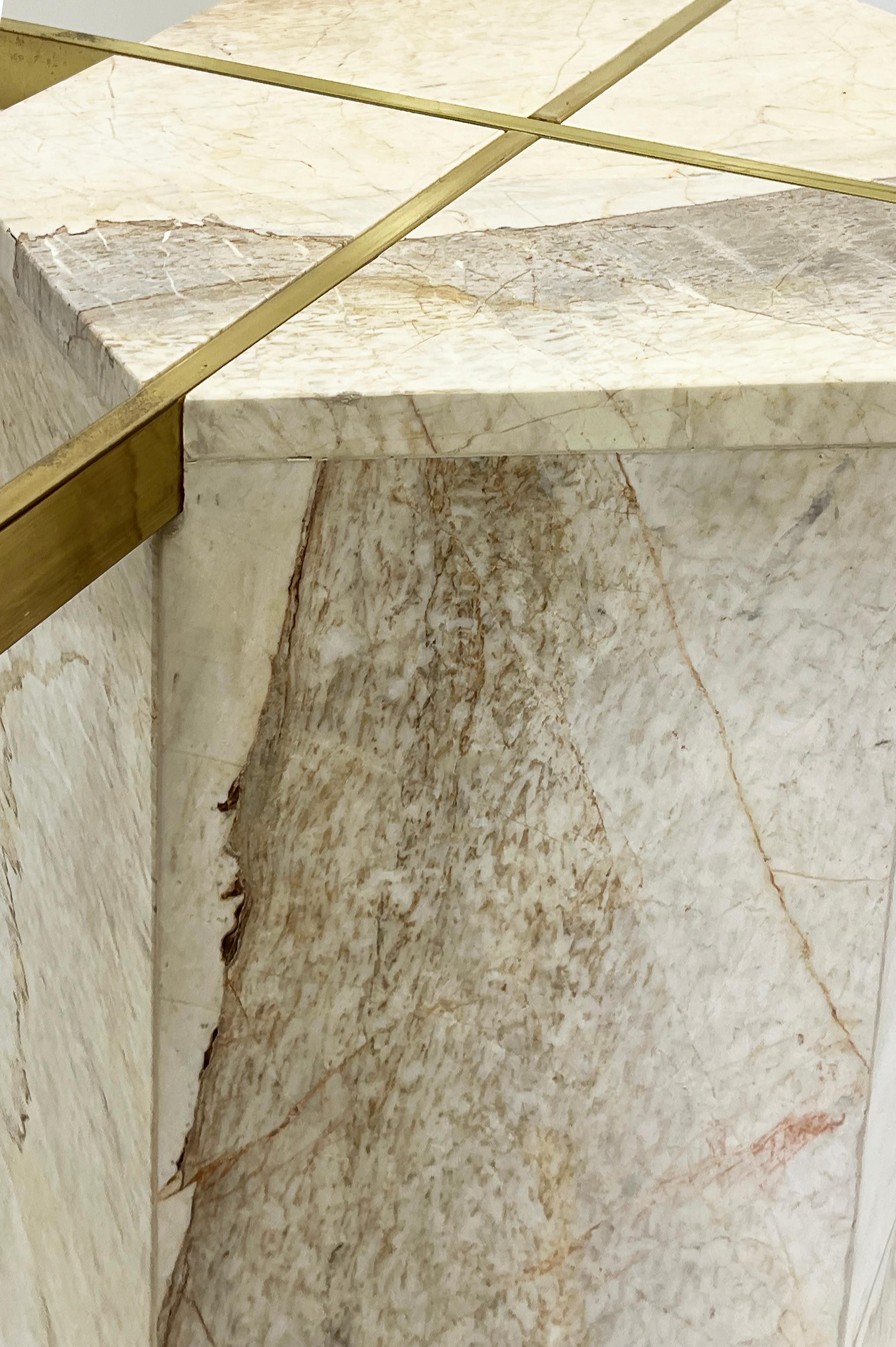 1980s Marble and Brass Ello Game Dining Table with Glass Top 2