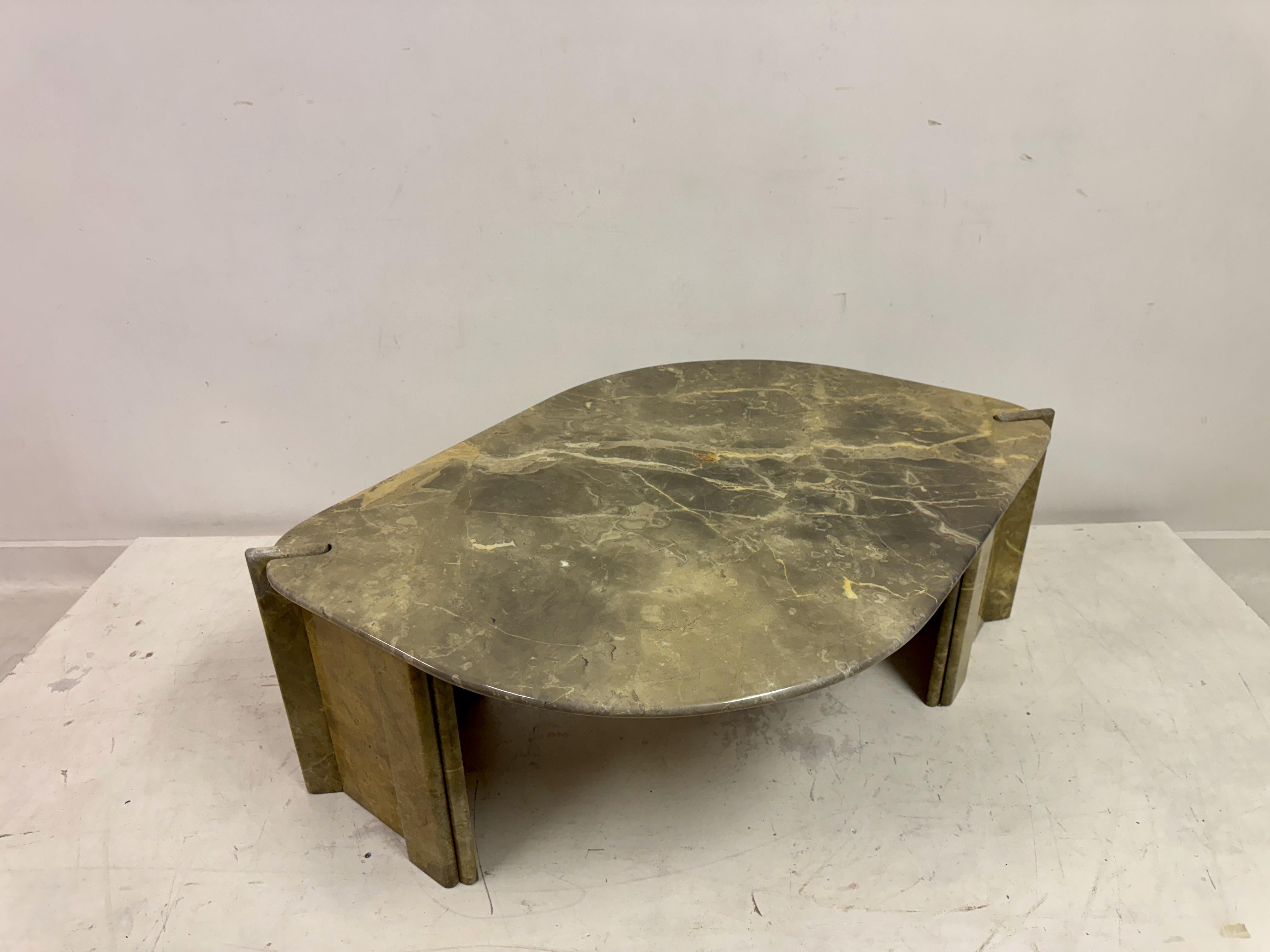 1980s Marble Coffee Table In Eye Shaped Form 7