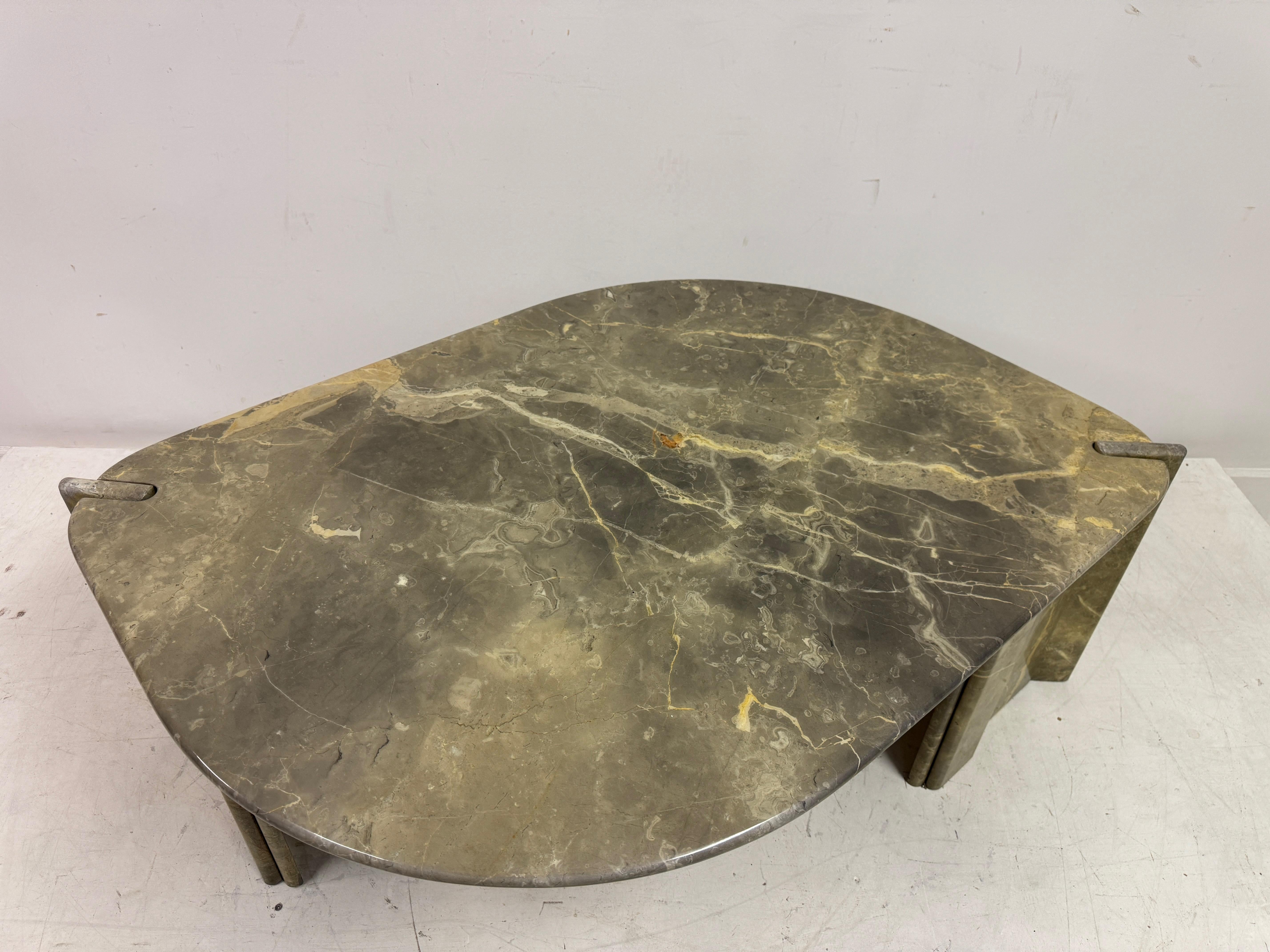 20th Century 1980s Marble Coffee Table In Eye Shaped Form