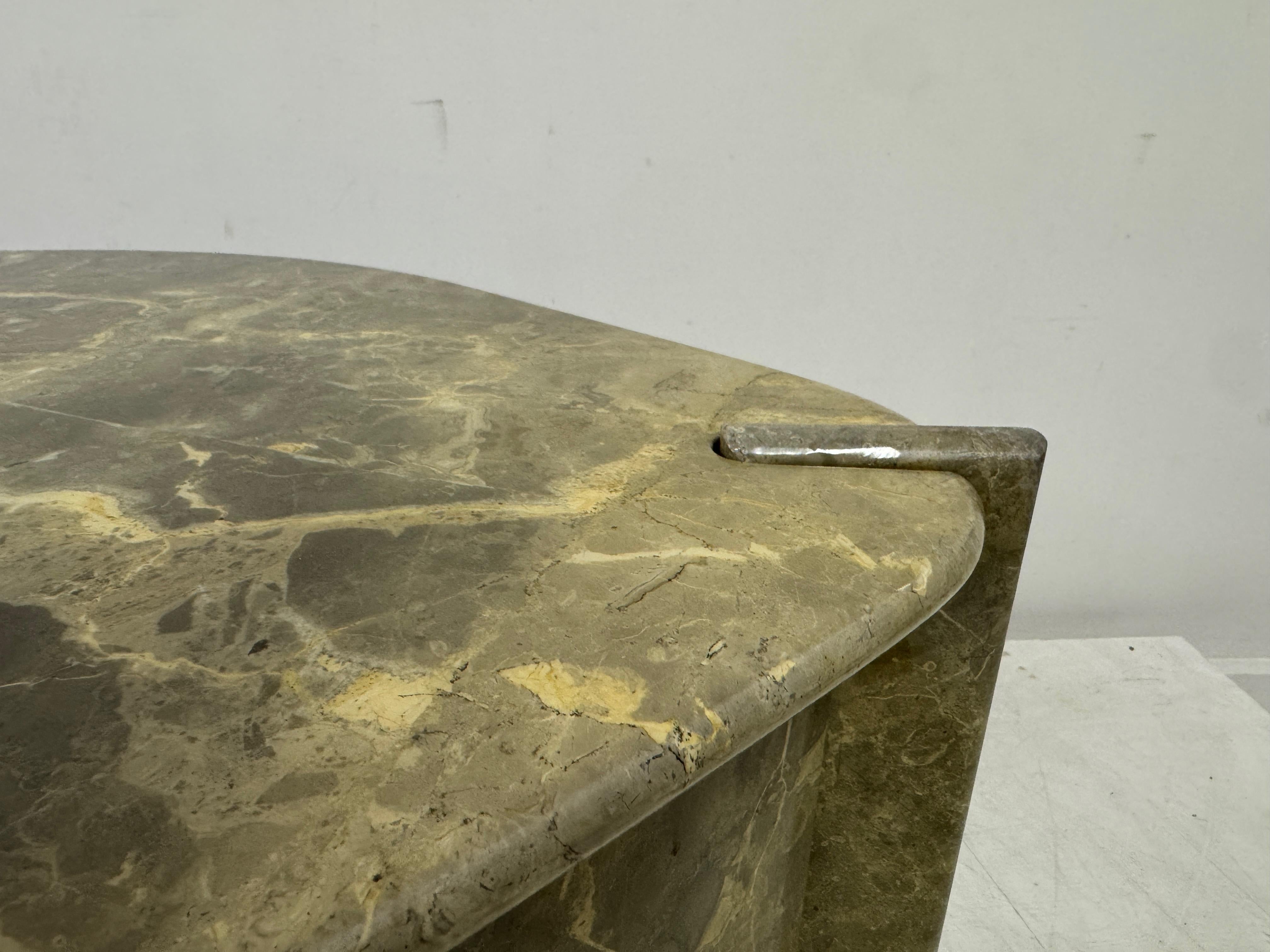 1980s Marble Coffee Table In Eye Shaped Form 1