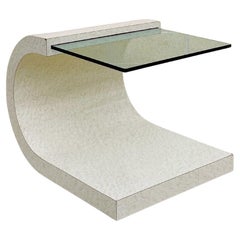 1980s Marble Laminate & Glass Cantilever Side Table