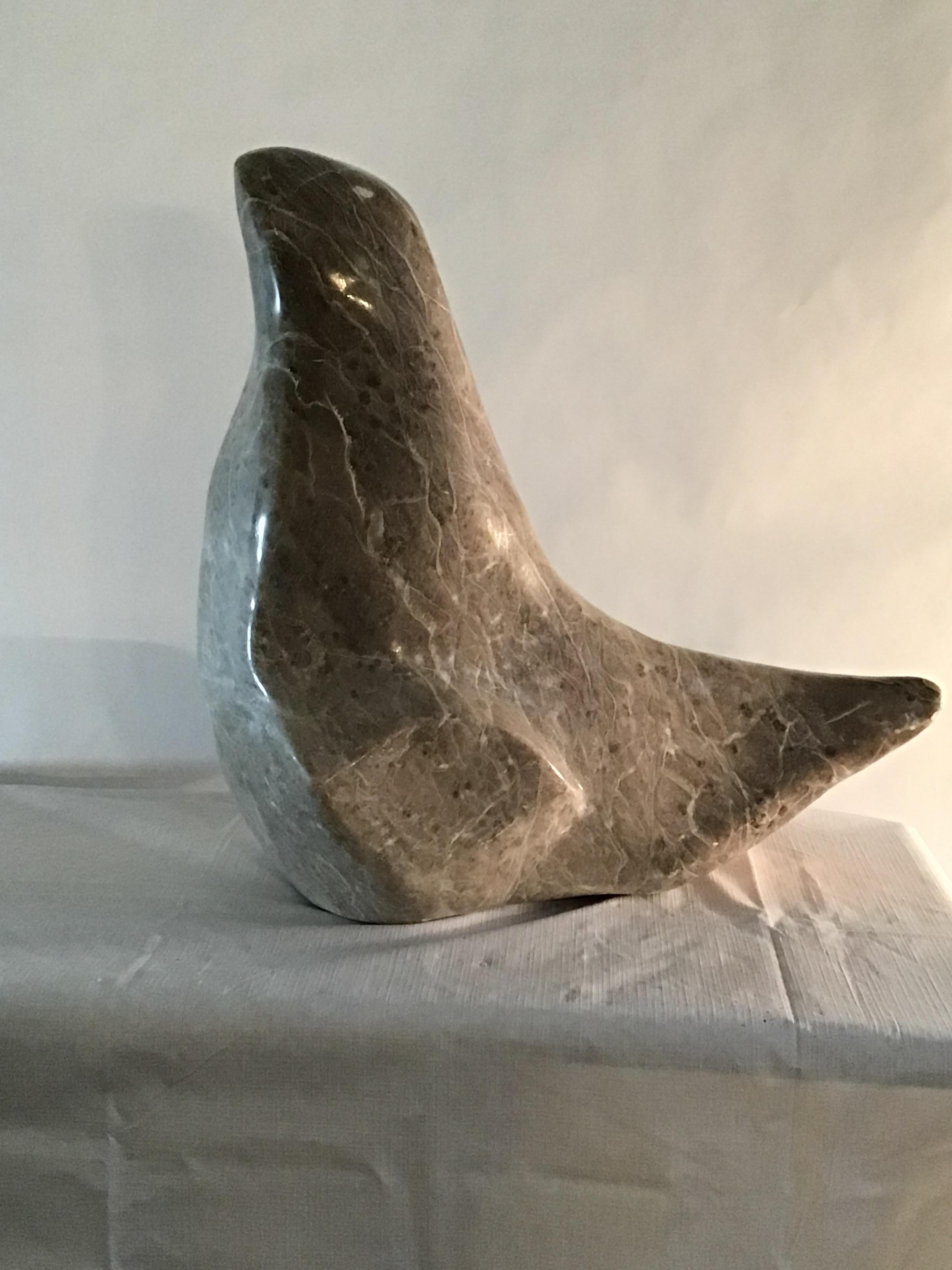 1980s Oversized, Heavy Marble Seal Sculpture 
Signed: Joan Israel 1983.