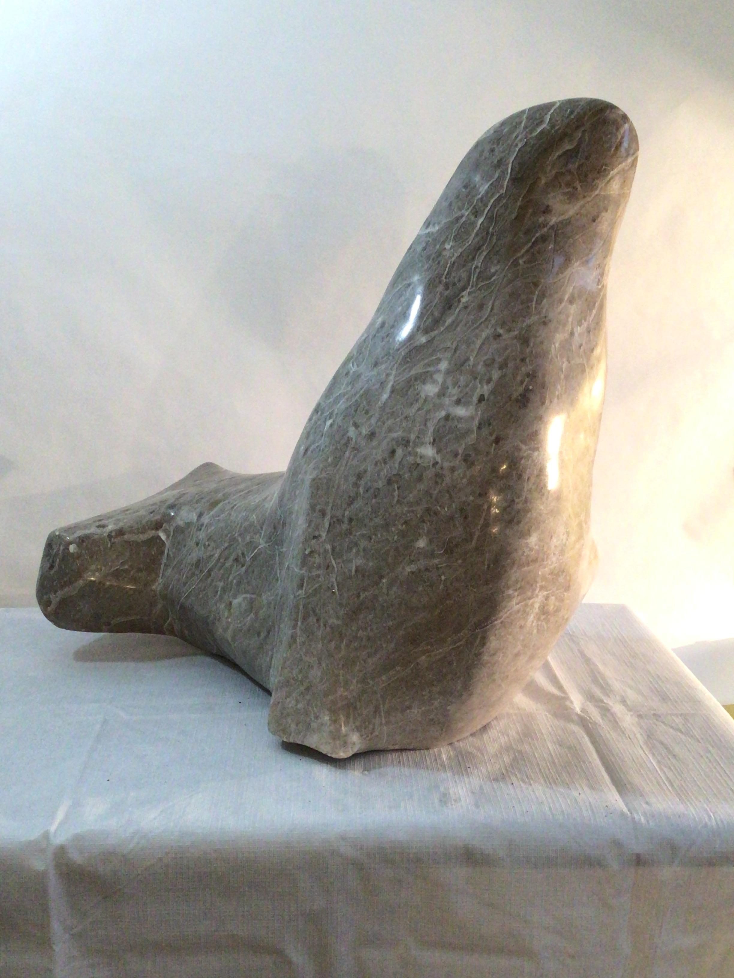 Carved 1980s Marble Seal Sculpture 'Signed' For Sale