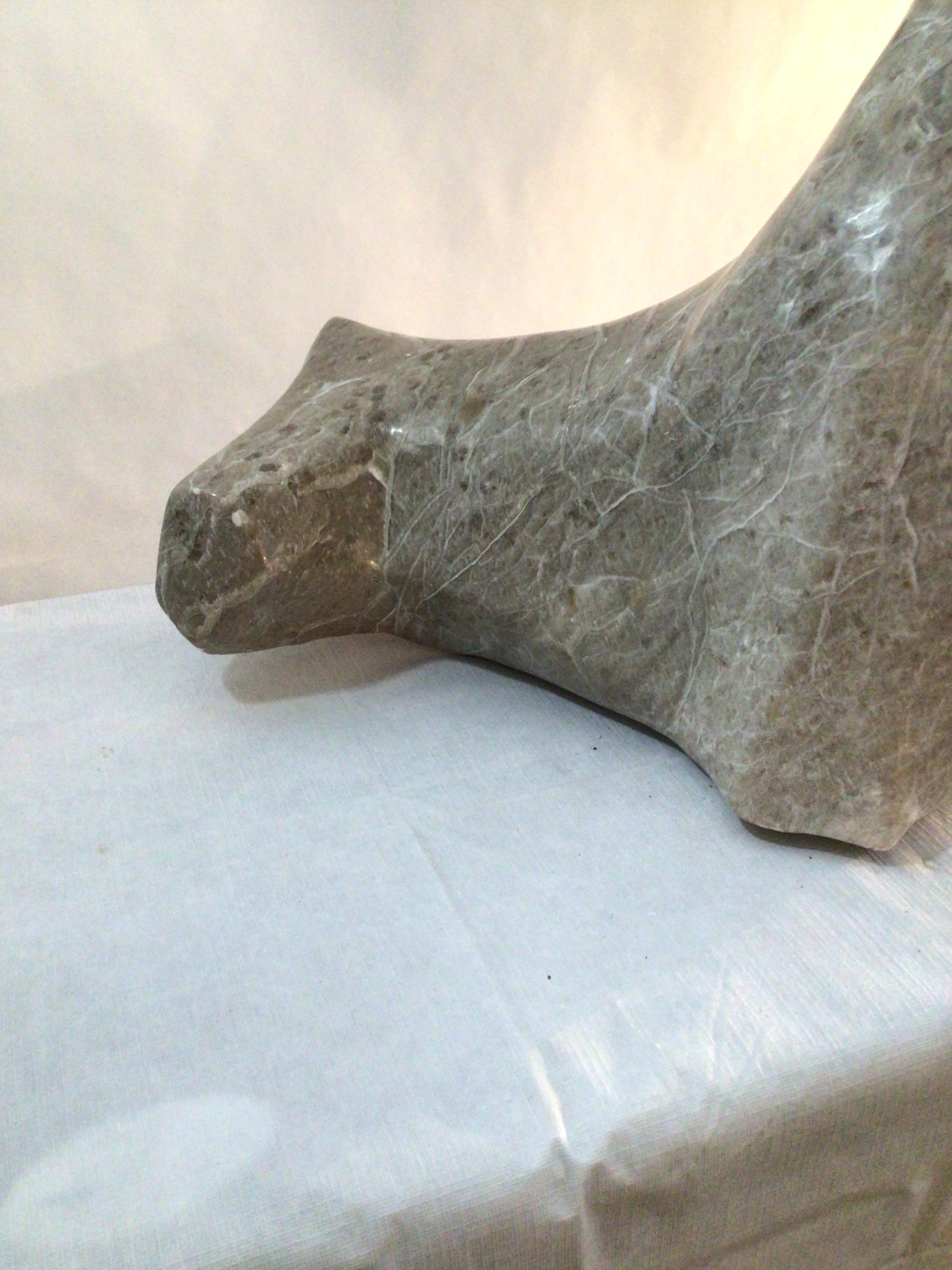 Late 20th Century 1980s Marble Seal Sculpture 'Signed' For Sale