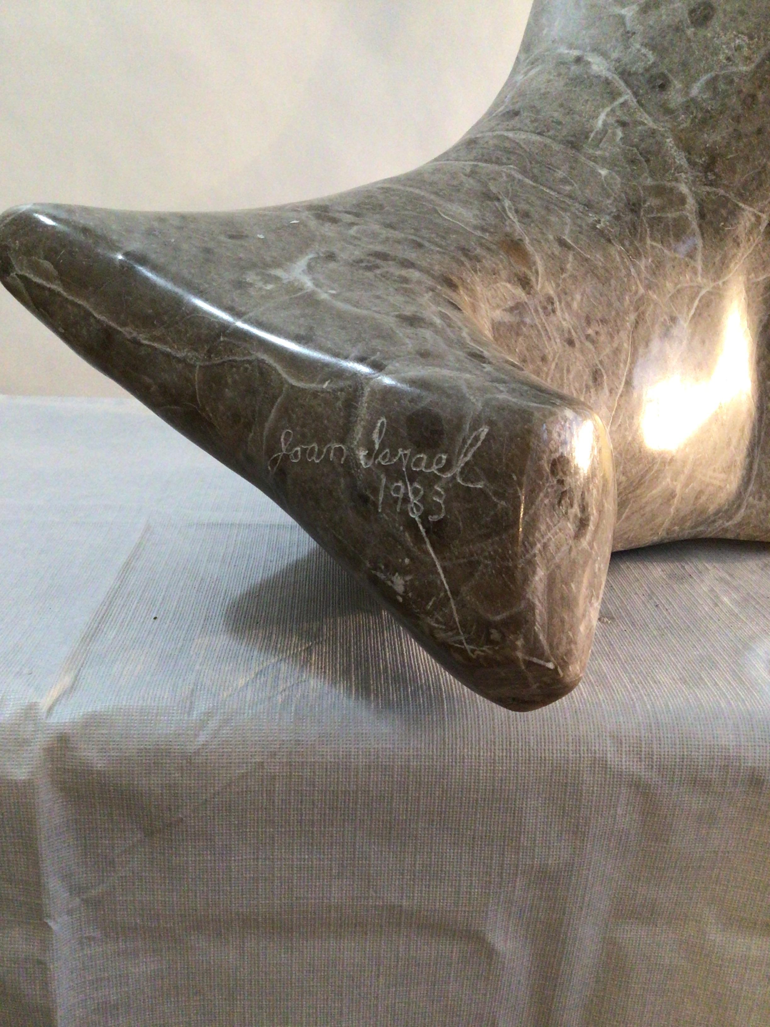 1980s Marble Seal Sculpture 'Signed' For Sale 3