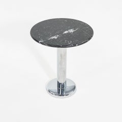 1980s Marble Side Table with Chrome Pedestal Base 3x Available