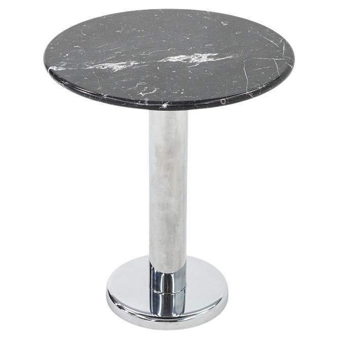 1980s Marble Side Table with Chrome Pedestal Base 3x Available