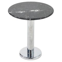 1980s Marble Side Table with Chrome Pedestal Base 3x Available