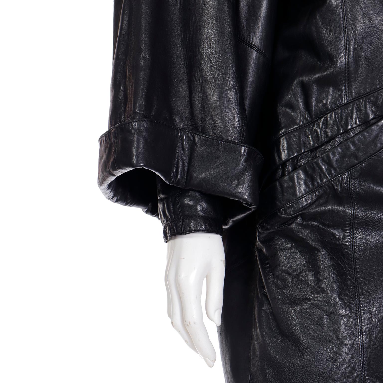 1980s Marc Buchanan Pele Pele Vintage Black Leather Coat w Leopard Pony Fur  3