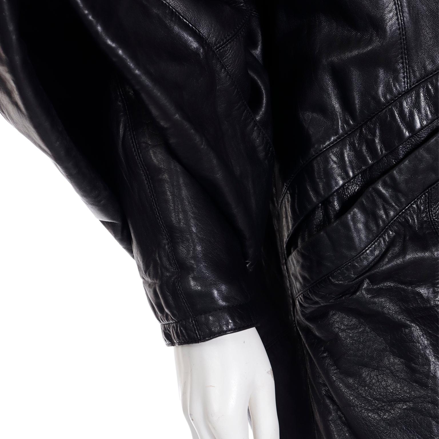1980s Marc Buchanan Pele Pele Vintage Black Leather Coat w Leopard Pony Fur  4