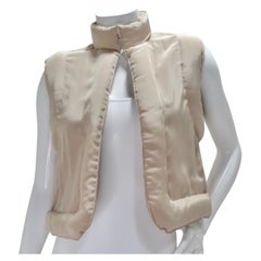1980’s Margot Ranft Silk Taupe Padded Vest 1980’s Margot Ranft Silk Taupe Padded Vest