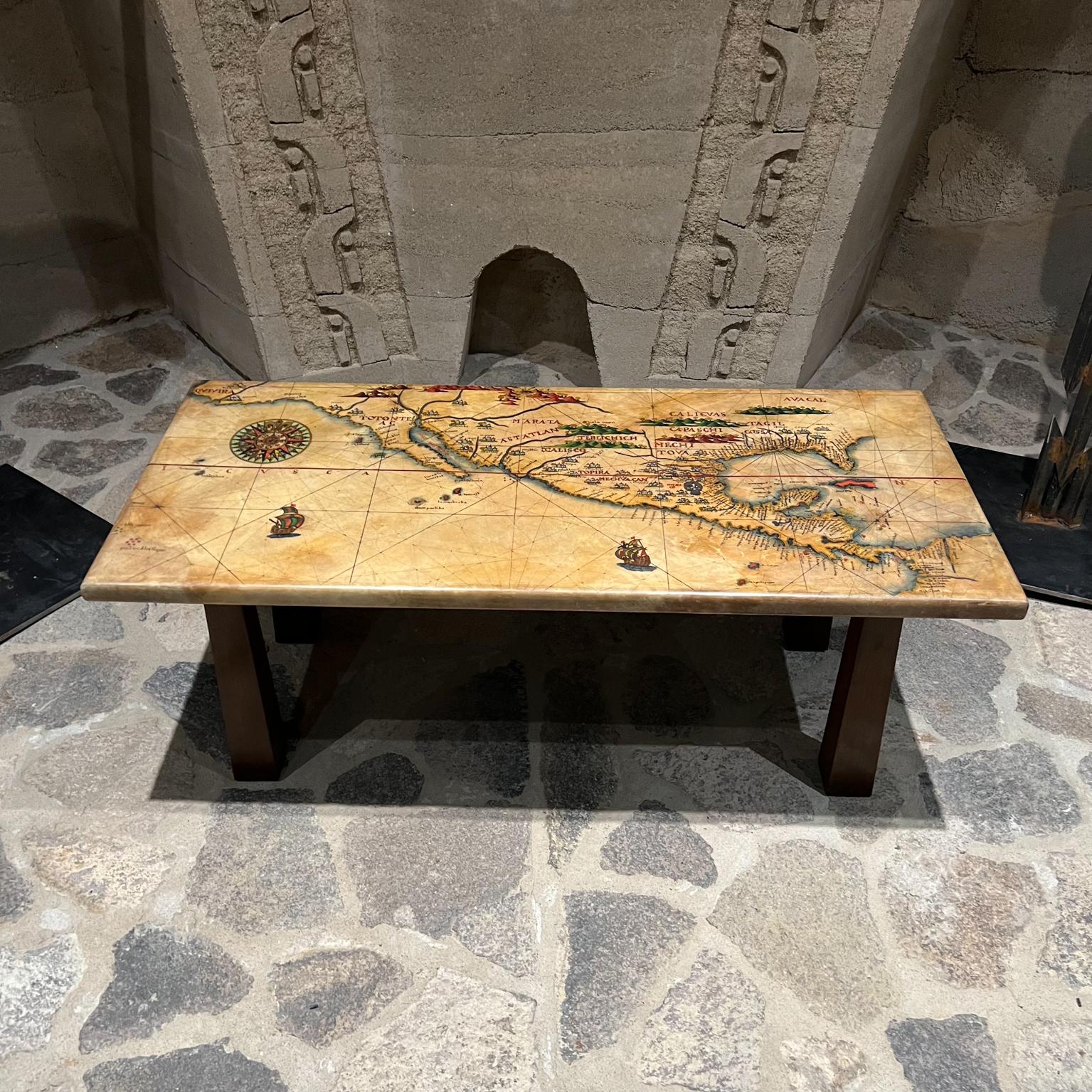 1980s María Teresa Méndez art map coffee table Mexico City
Early Mexico Map art design on tabletop.
Coffee table attributed to María Teresa Méndez (unsigned).
Craftmanship Quality is consistent with other work by MTM.
Hand painted-decorated in
