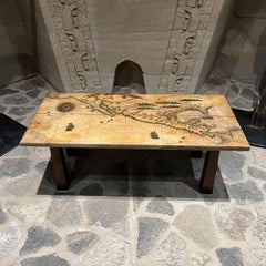 1980s María Teresa Méndez Old Map Art Coffee Table Mexico City