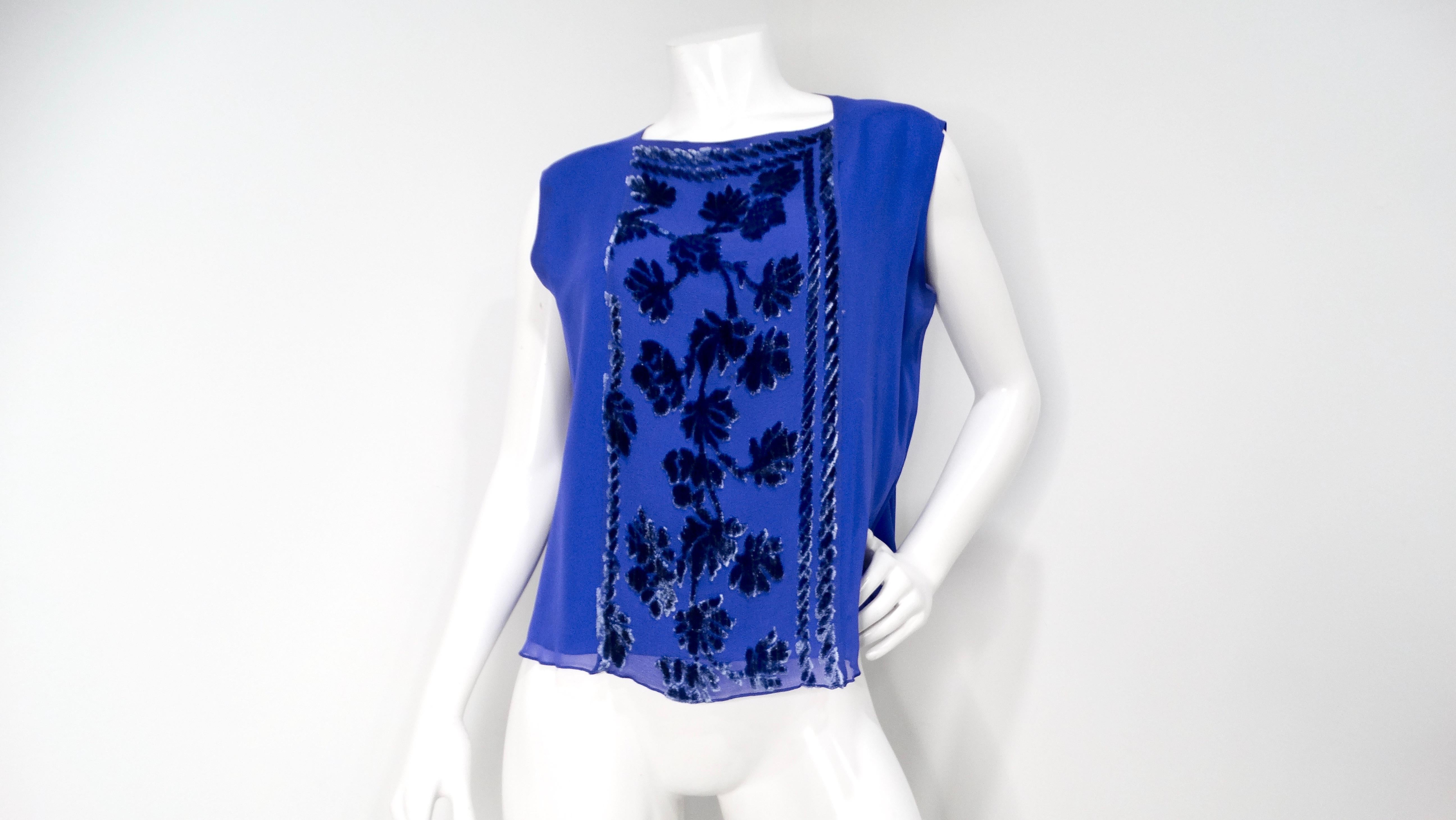 1980s Marian Clayden Electric Blue Burnt-Out Velvet Kimono For Sale 6