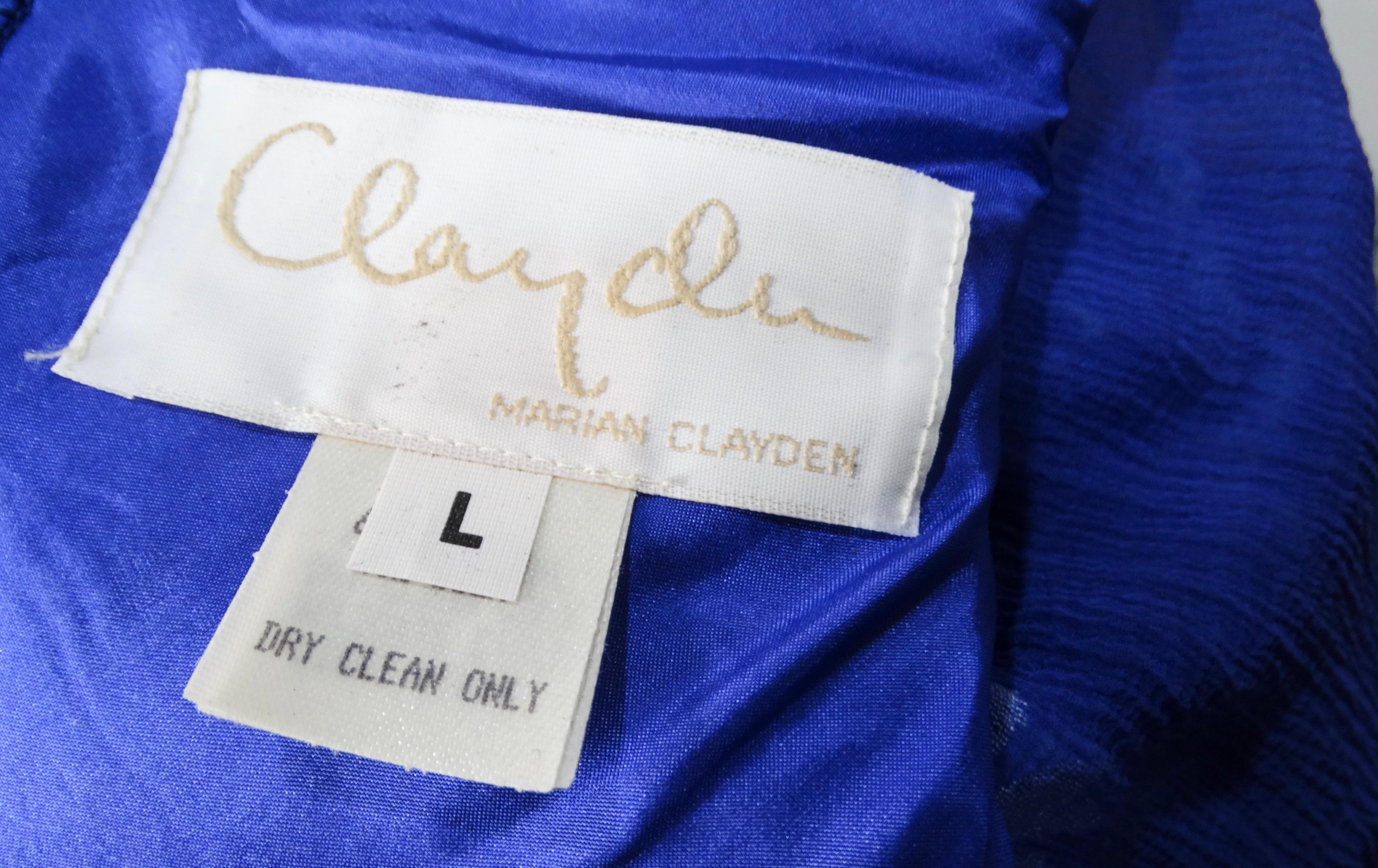 1980s Marian Clayden Electric Blue Burnt-Out Velvet Kimono For Sale 8