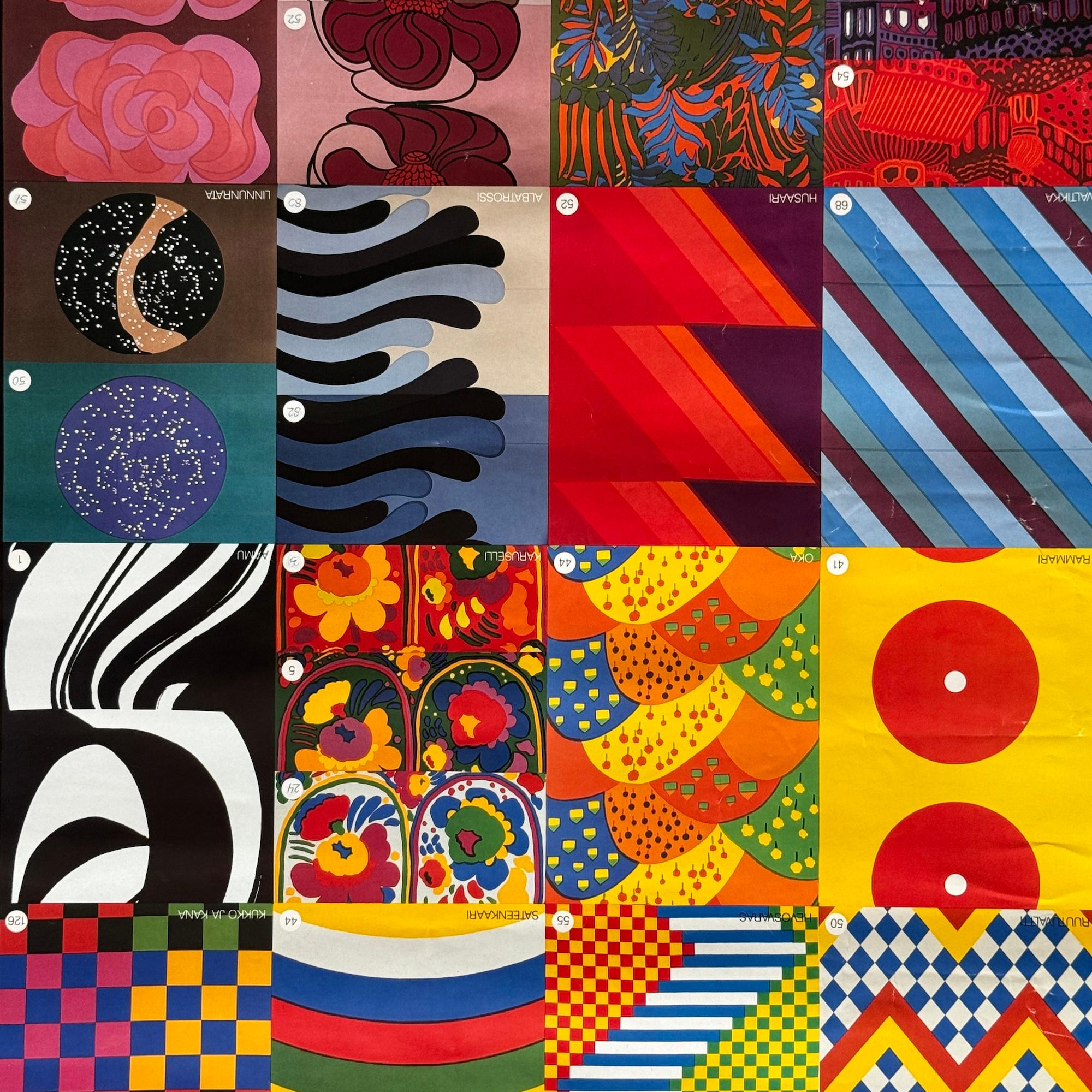 Come parte dei continui sforzi di Marimekko per promuovere il marchio in tutto il mondo, questo pezzo fa parte di una linea di poster inviati a distributori, stampa e agenti.  Poiché non erano disponibili al pubblico, sono eccezionalmente rari e si